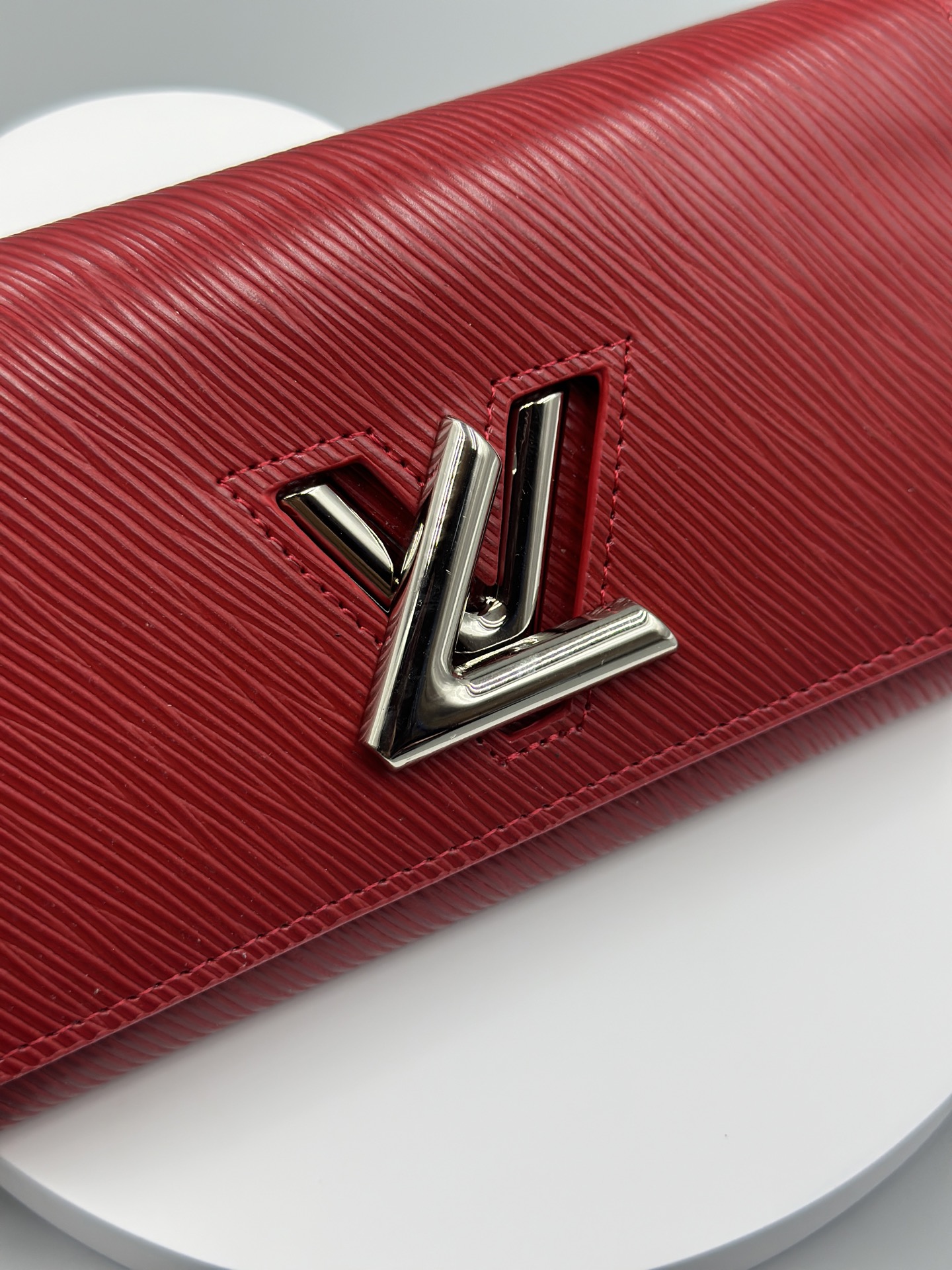 Designer Red Epi Leather Twist Wallet - Silver - Gorchic - $94.99