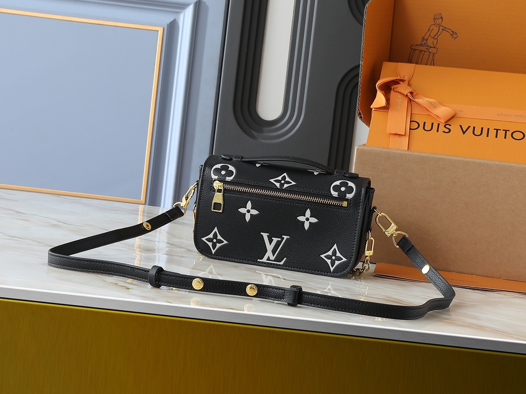 Designer Pochette Métis East West Bag - Embossed soft grained cowhide, Black - Gorchic - $125.99