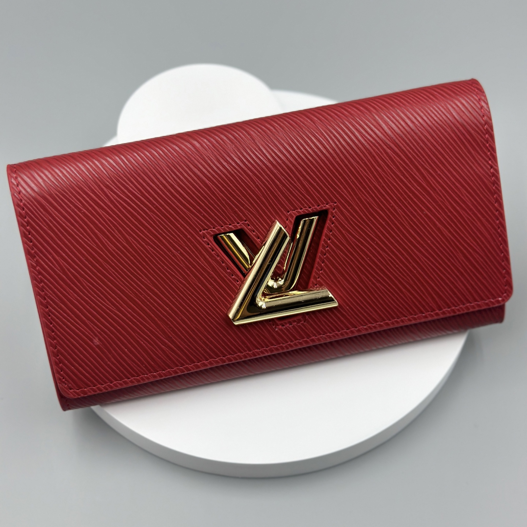 Designer Red Epi Leather Twist Wallet - Gold - Gorchic - $94.99