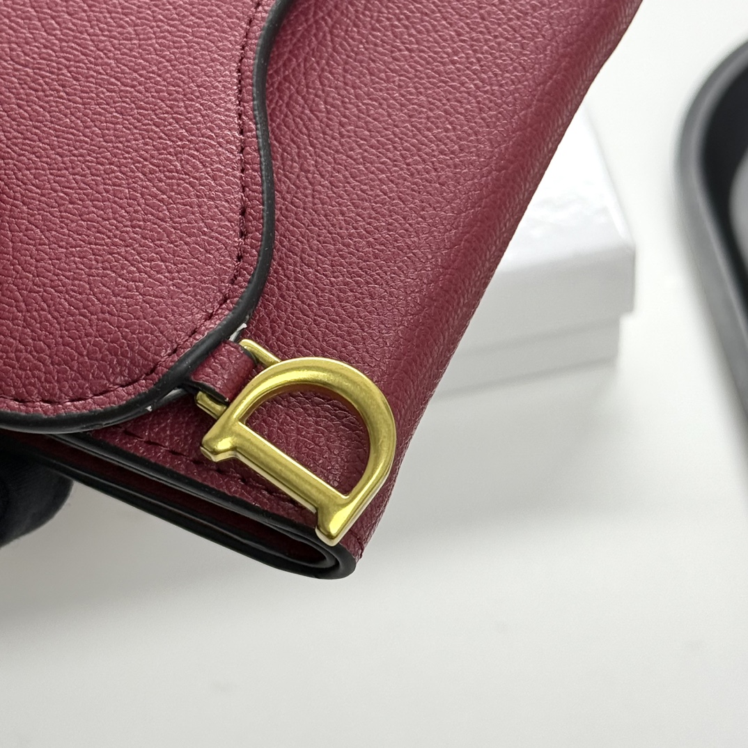 D-Inspired Saddle Lotus Wallet Goatskin - Cherry red - Gorchic - $92.99