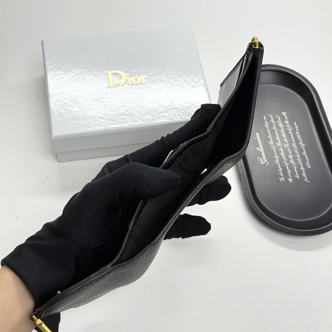 D-Inspired Saddle Lotus Wallet Goatskin - Black - Gorchic - $92.99