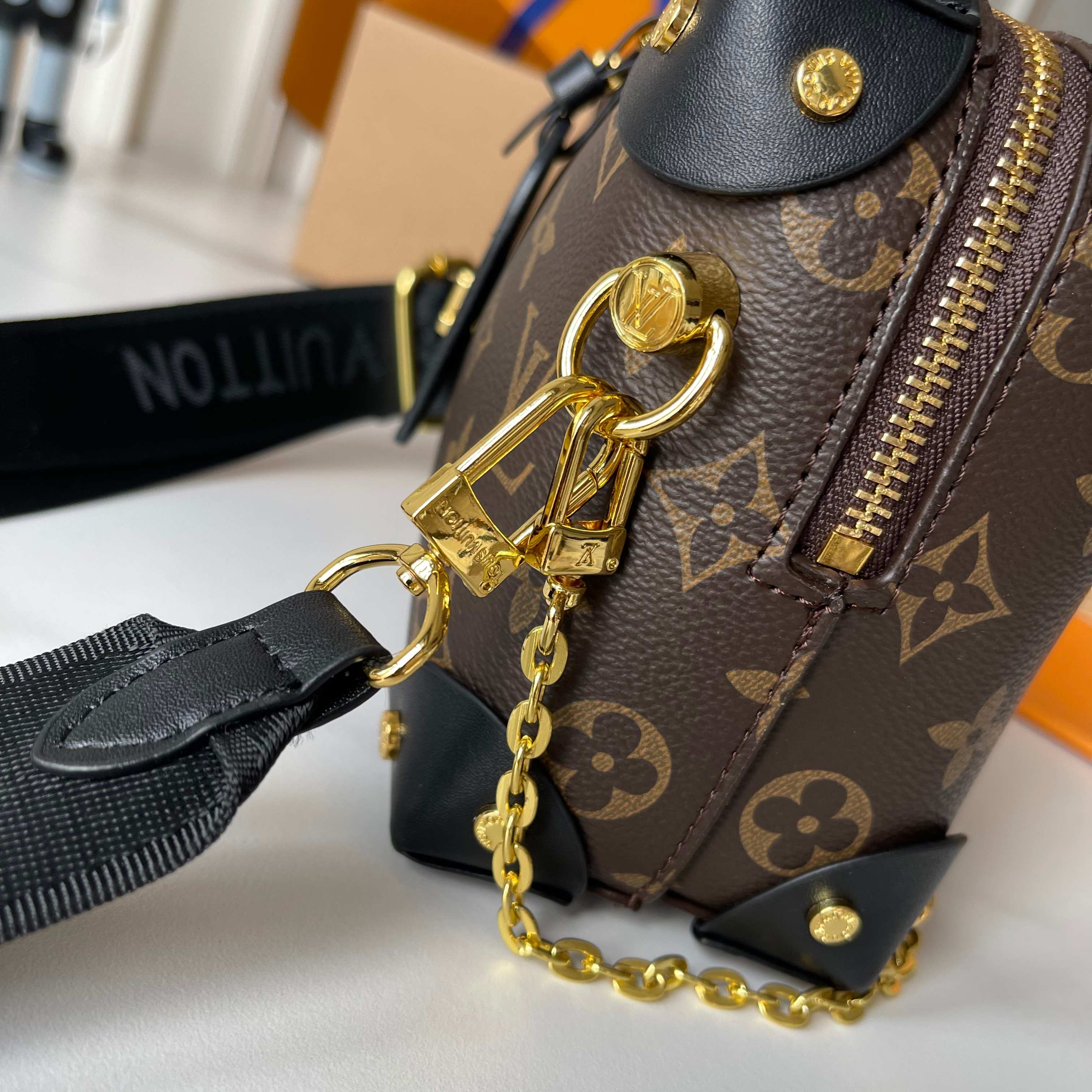 Designer Monogram Petite Malle Souple - Black - Gorchic - $118.99