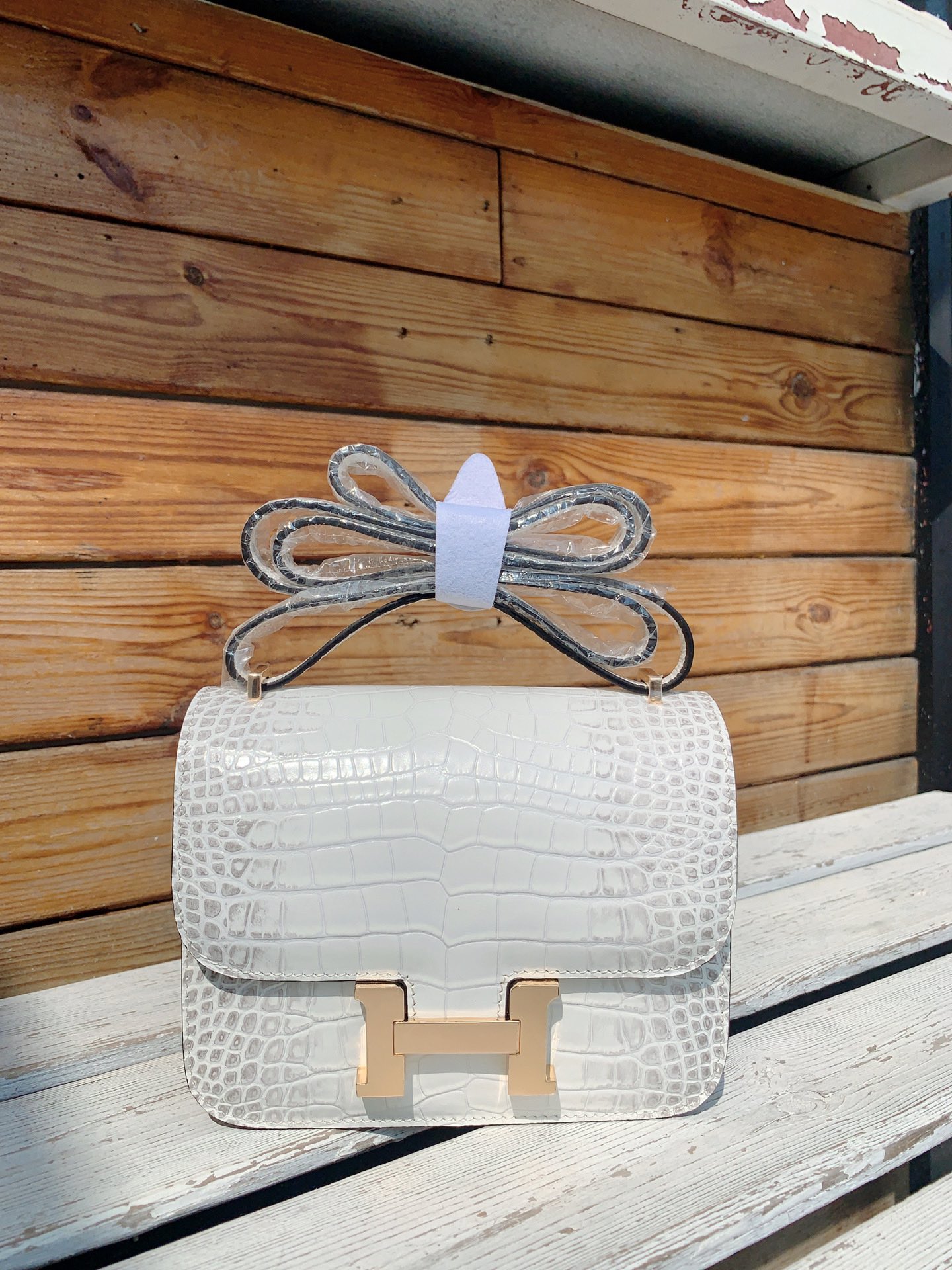 H-Inspired White Constance MM Crocodile Bag - Gorchic - $157.99