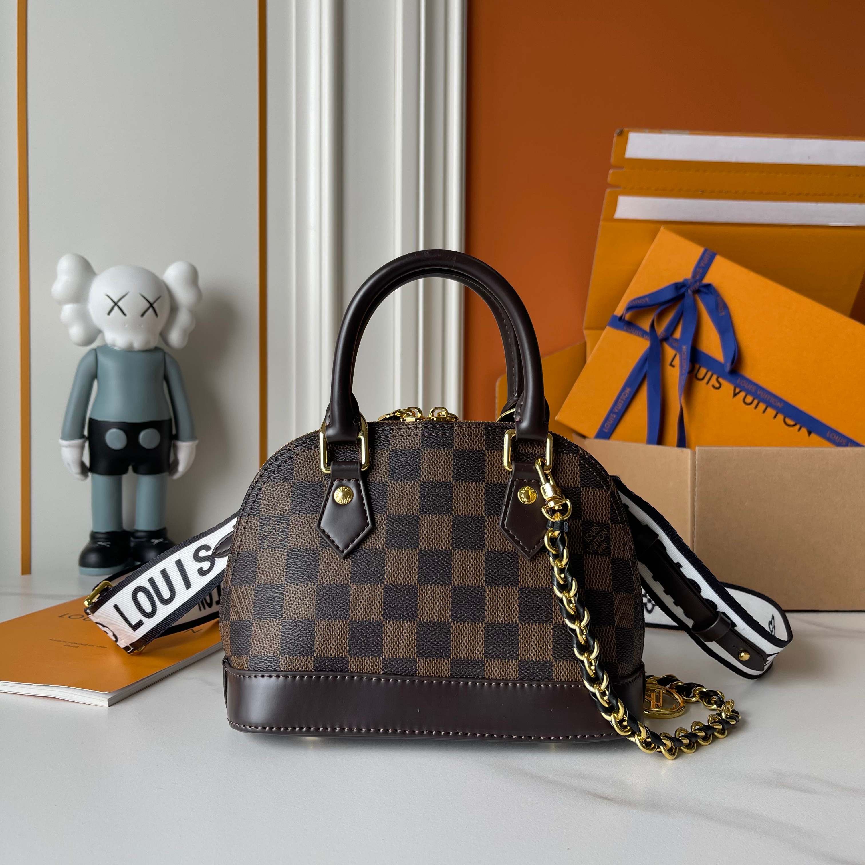 Designer Alma Mini LV&I Kit Damier coated canvas - Dark Brown - Gorchic - $128.99