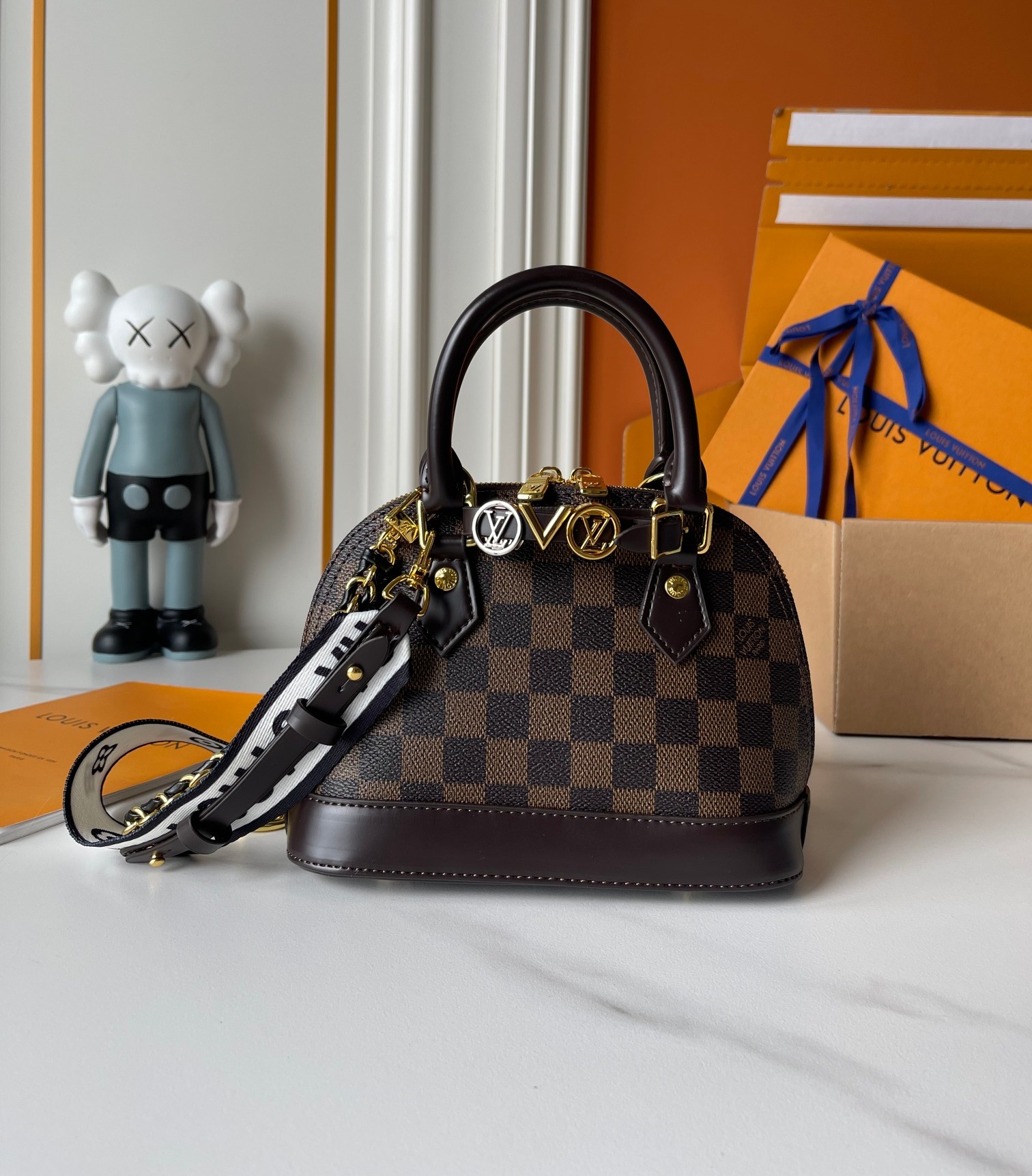 Designer Alma Mini LV&I Kit Damier coated canvas - Dark Brown - Gorchic - $128.99
