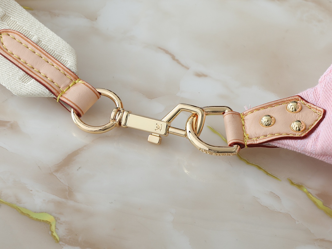 Designer High Rise Belt Bag Monogram Jacquard Leather - Pink Denim - Gorchic - $120.99