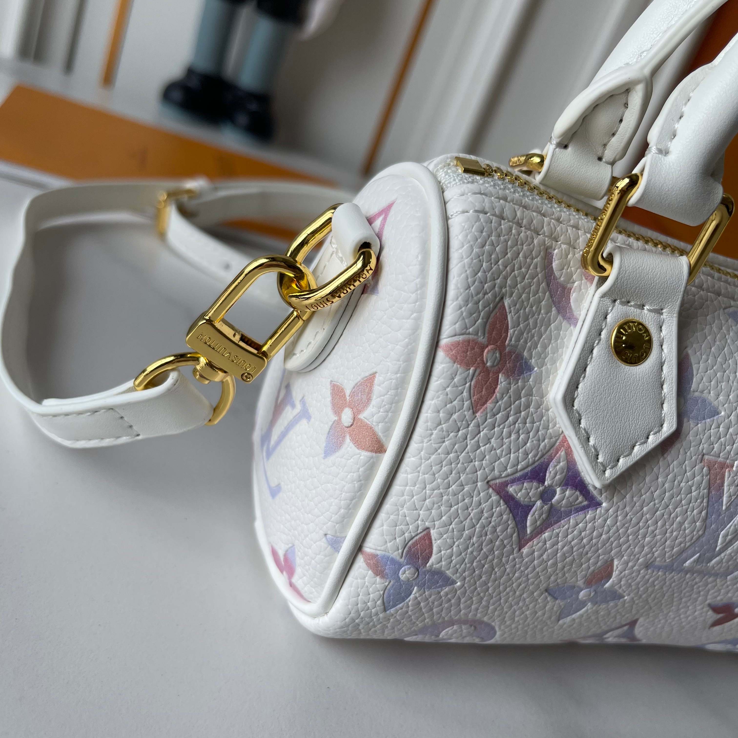 Designer Nano Speedy Embossed Grained Cowhide Leather - Dream Beige - Gorchic - $112.99