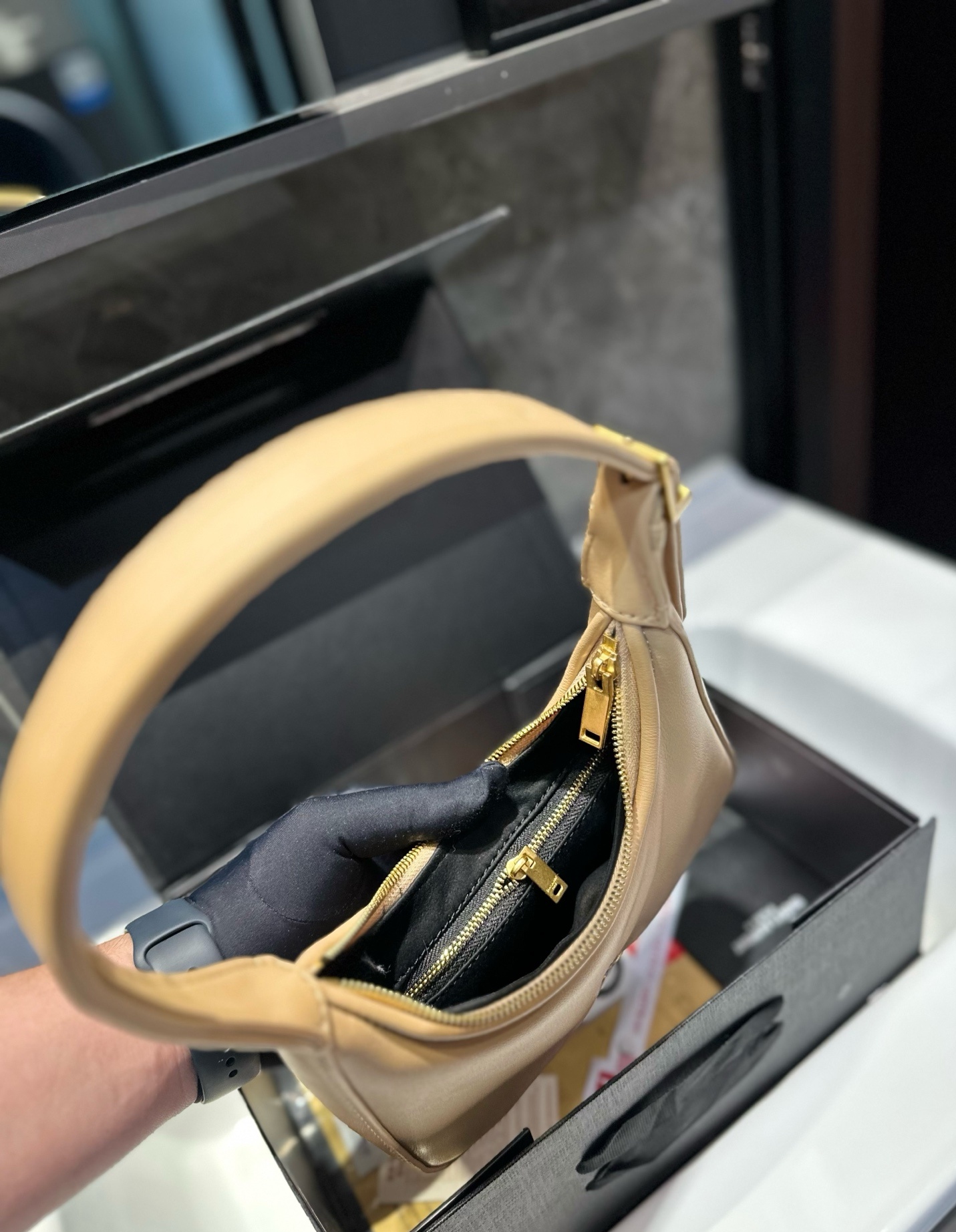 Lady Designer Calypso Mini Hobo Lambskin Bag - Apricot - Gorchic - $116.99