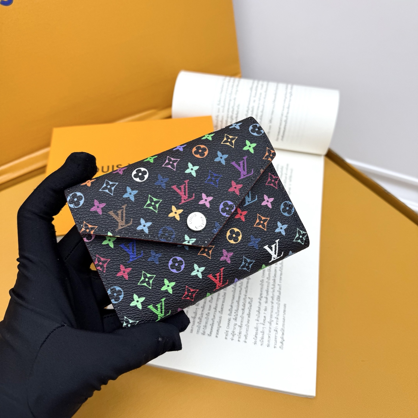 Designer x Murakami Victorine Wallet Small Wallet Monogram coated canvas - Black Multicolored - Gorchic - $85.99