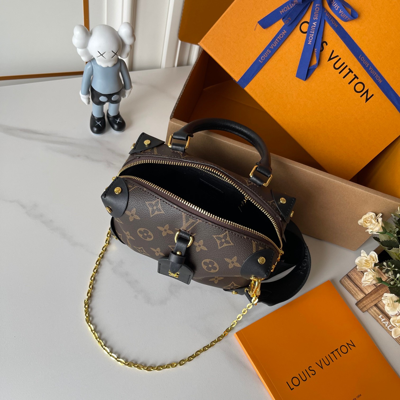 Designer Monogram Petite Malle Souple - Black - Gorchic - $118.99