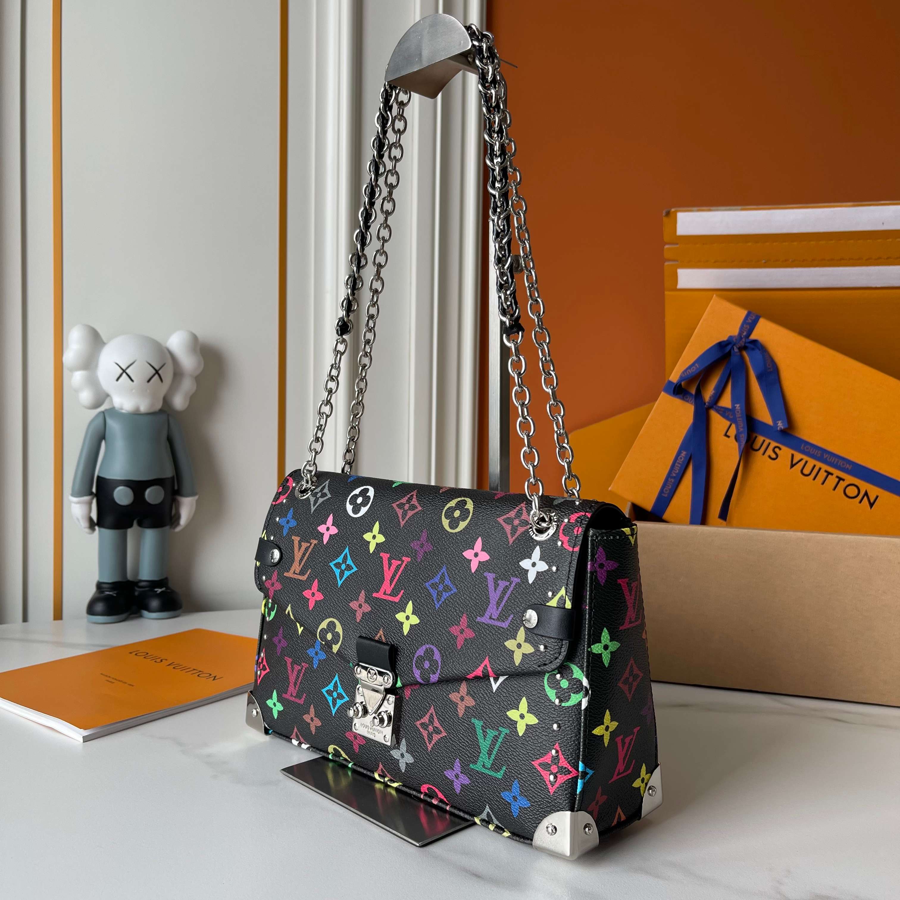 Designer x Murakami x TM Trunkie Handbag MM Cowhide - Black - Gorchic - $128.99