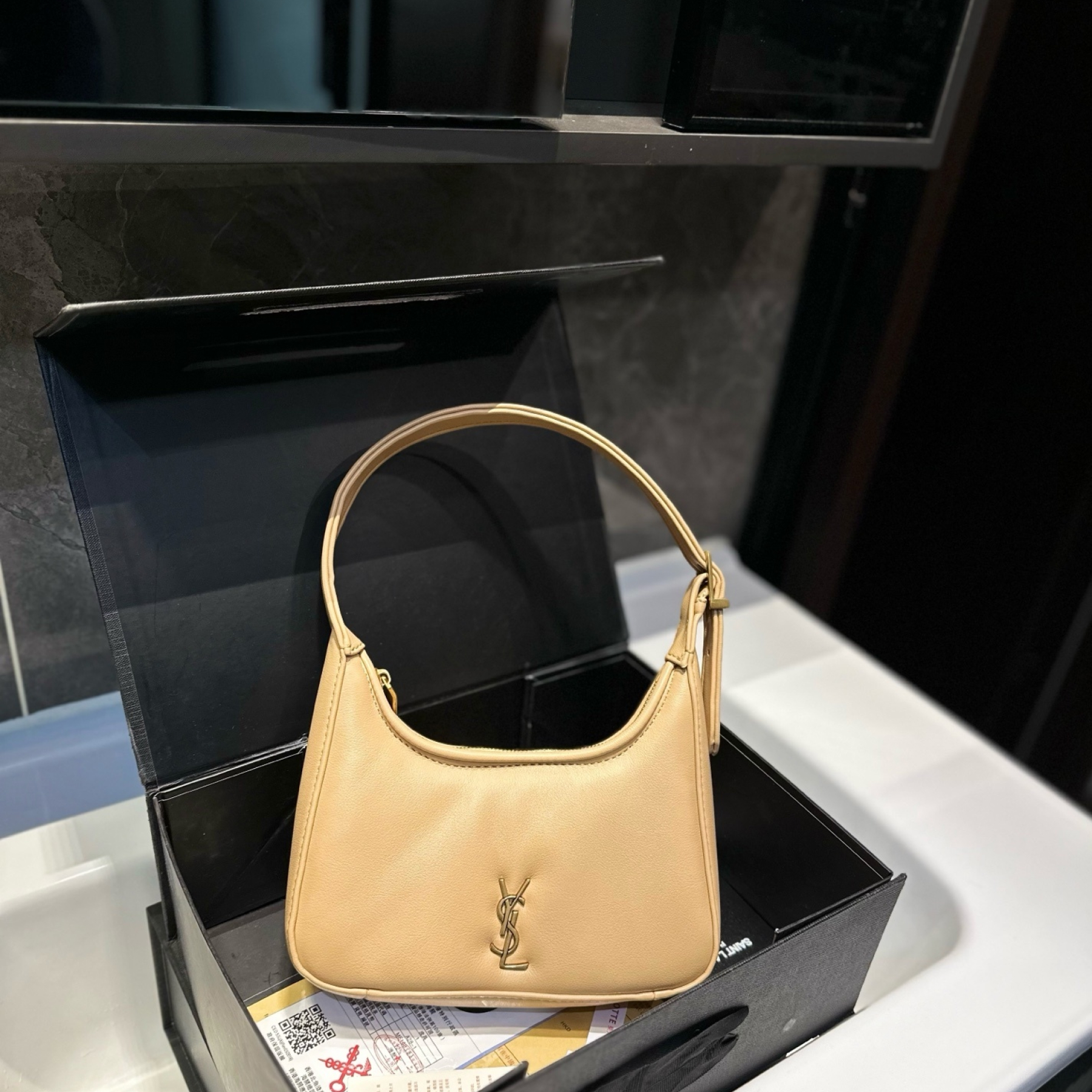 Lady Designer Calypso Mini Hobo Lambskin Bag - Apricot - Gorchic - $116.99