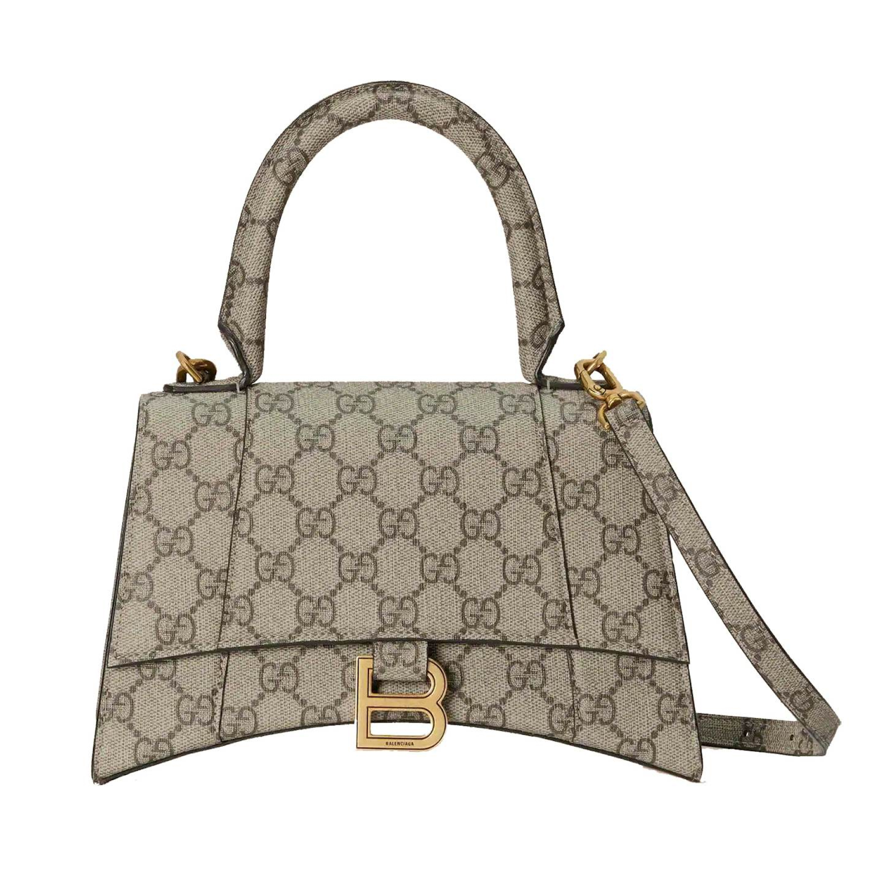 Double-G x Balenciaga The Hacker Project Hourglass Bag - leather canvas&gold-tone hardware, Ebony - Gorchic - $134.99