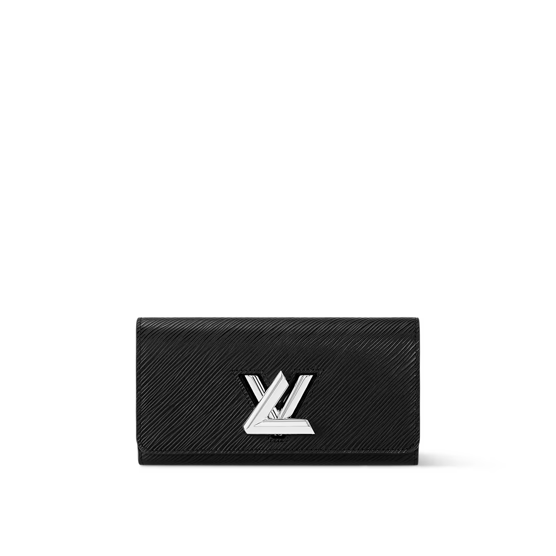 Designer Black Epi Leather Twist Wallet - Silver - Gorchic - $94.99