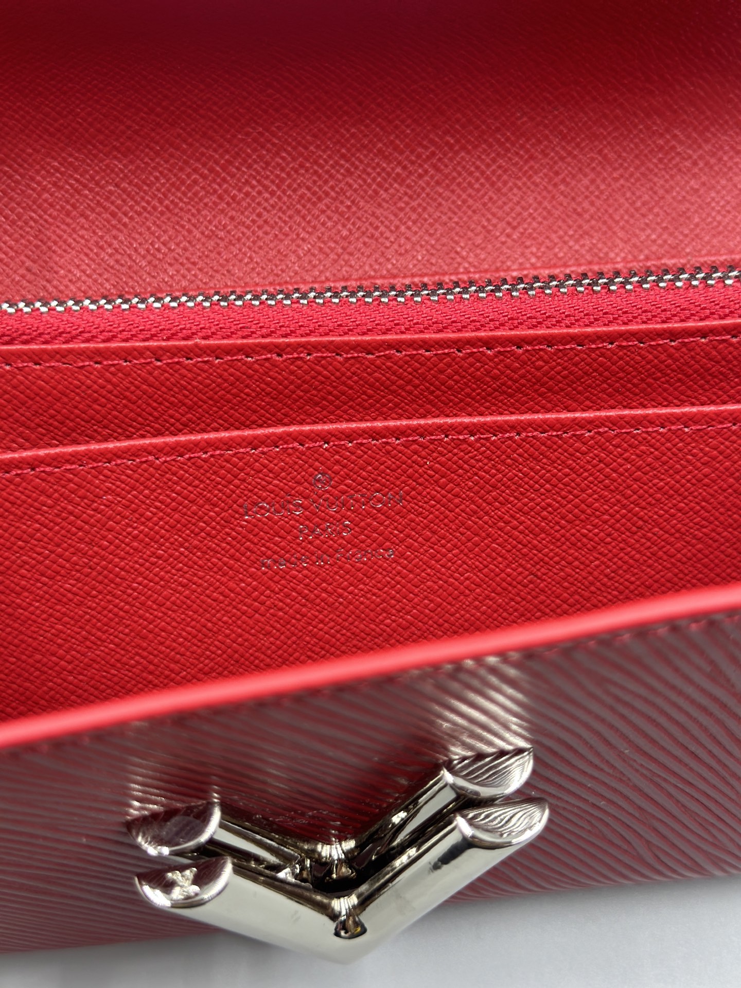 Designer Red Epi Leather Twist Wallet - Silver - Gorchic - $94.99