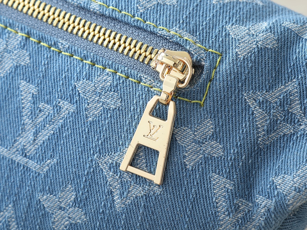 Designer High Rise Belt Bag Monogram Jacquard Leather - Light Blue Denim - Gorchic - $120.99