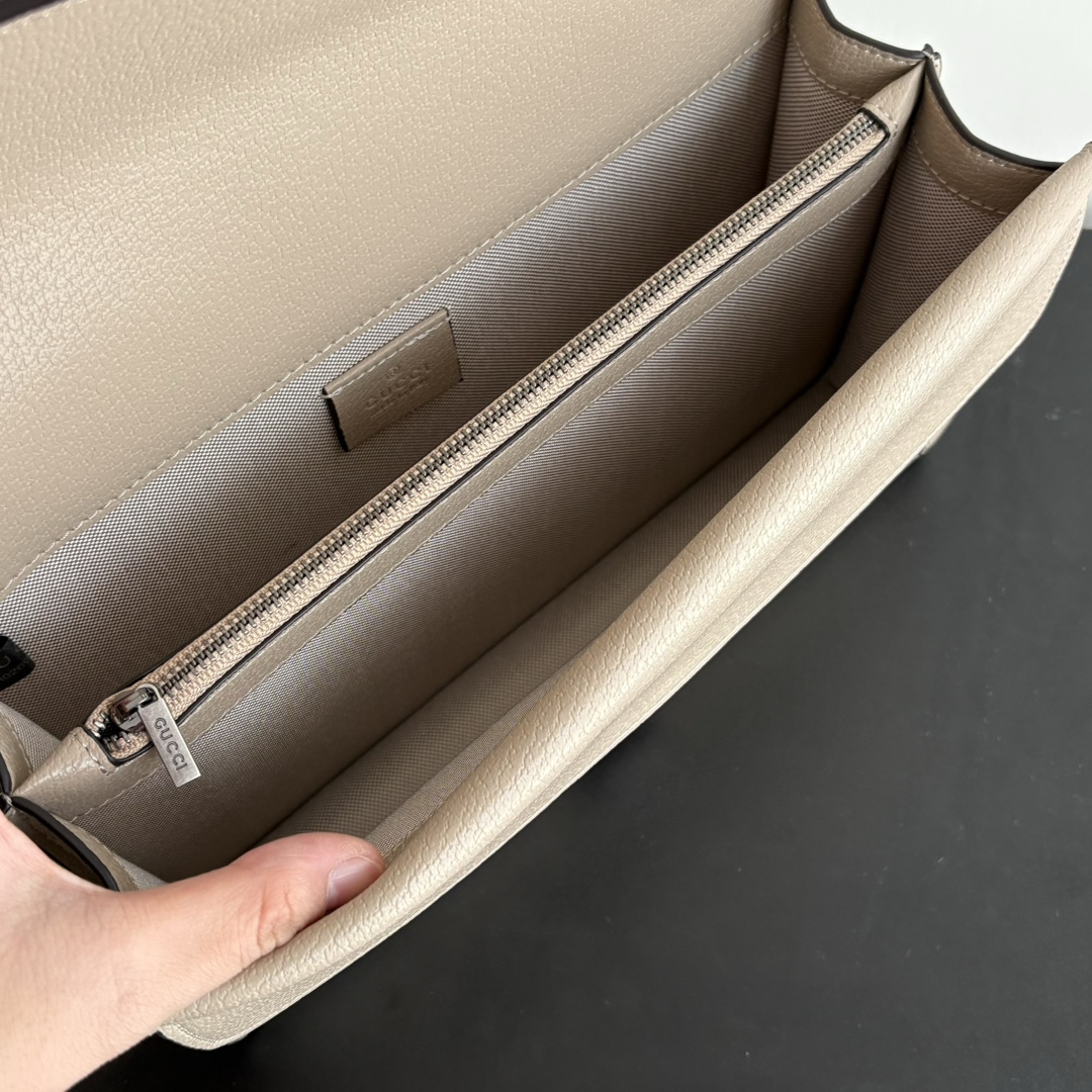 Double-G Dionysus Medium GG-Jacquard Shoulderbag - Beige and white - Gorchic - $124.99