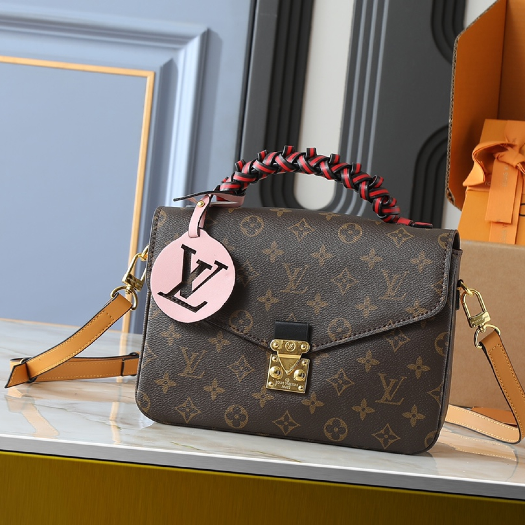 Designer Braided Pochette Metis Safran Bag - Black - Gorchic - $132.99