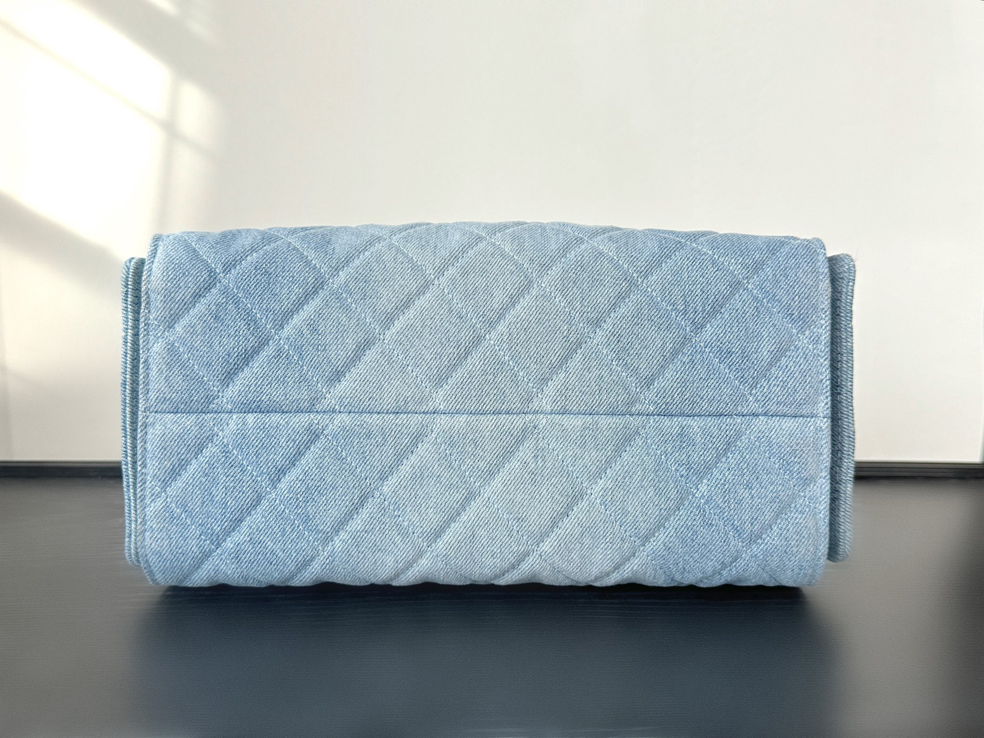 CC Inspired 25 Small Handbag Washed Denim & Gold-Tone Metal denim - Bag - Gorchic - $152.99