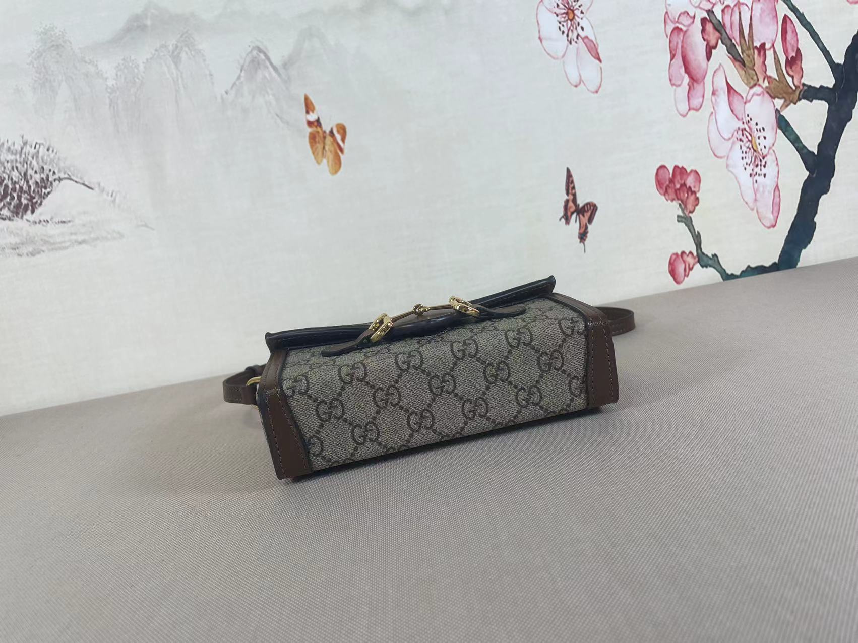 Double-G Horsebit 1955 series mini handbag GG Supreme canvas - Ebony - Gorchic - $112.99