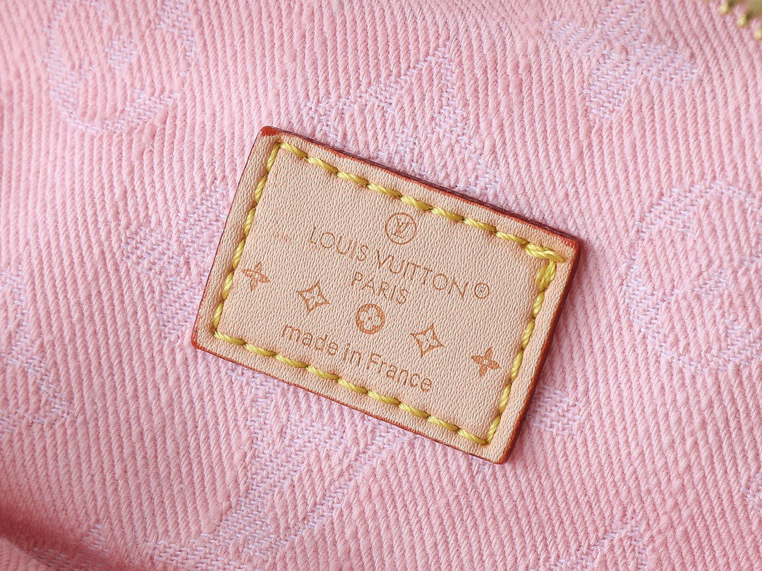 Designer High Rise Belt Bag Monogram Jacquard Leather - Pink Denim - Gorchic - $120.99