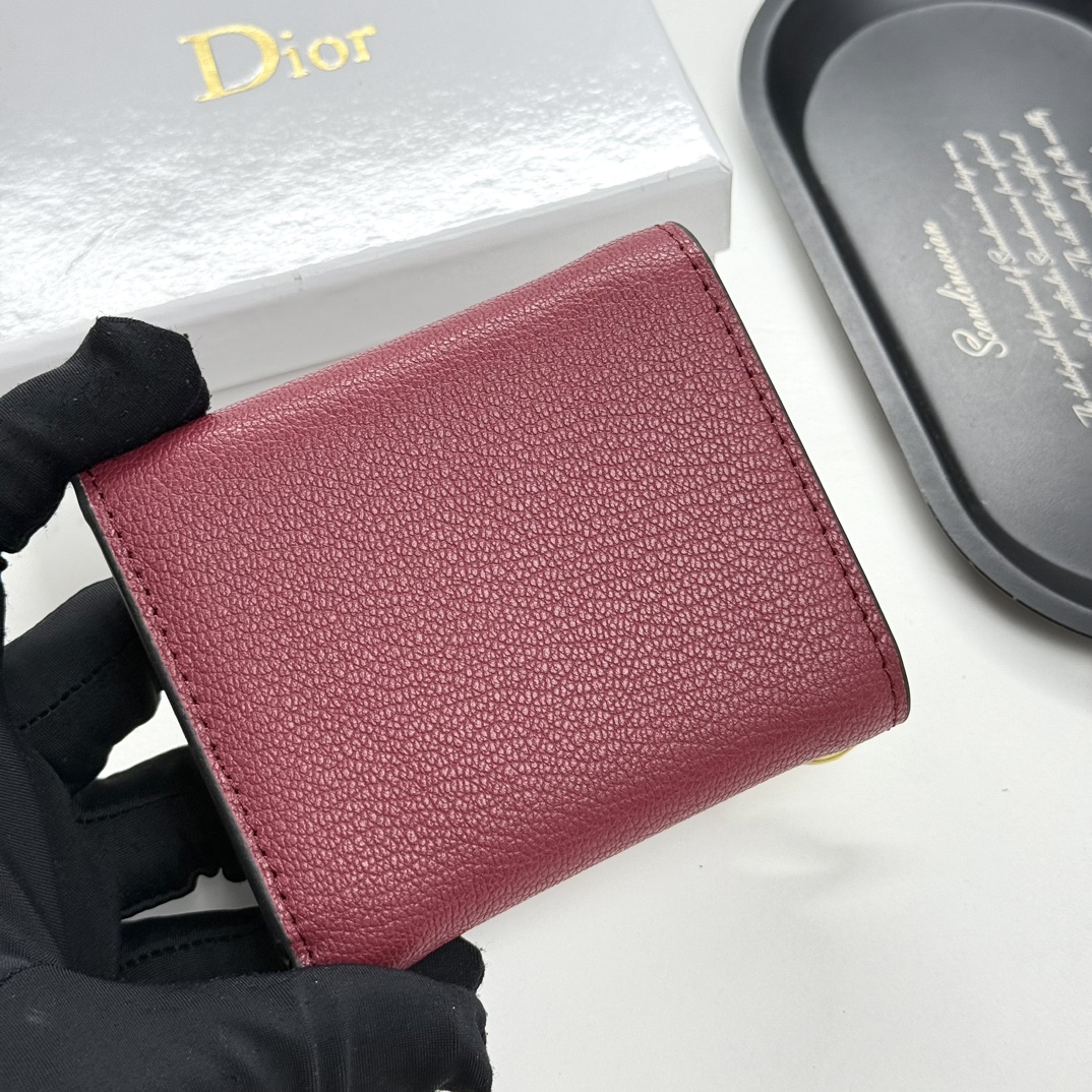 D-Inspired Saddle Lotus Wallet Goatskin - Cherry red - Gorchic - $92.99
