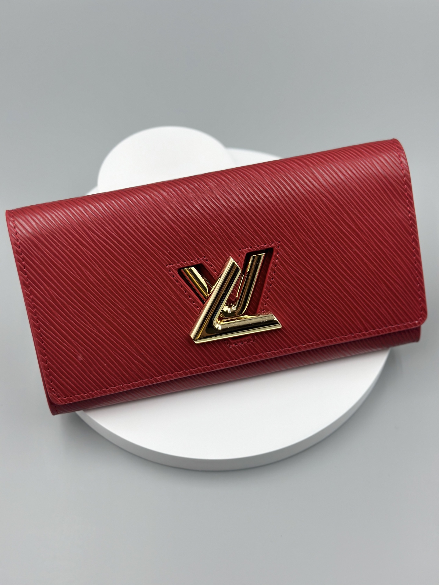 Designer Red Epi Leather Twist Wallet - Gold - Gorchic - $94.99