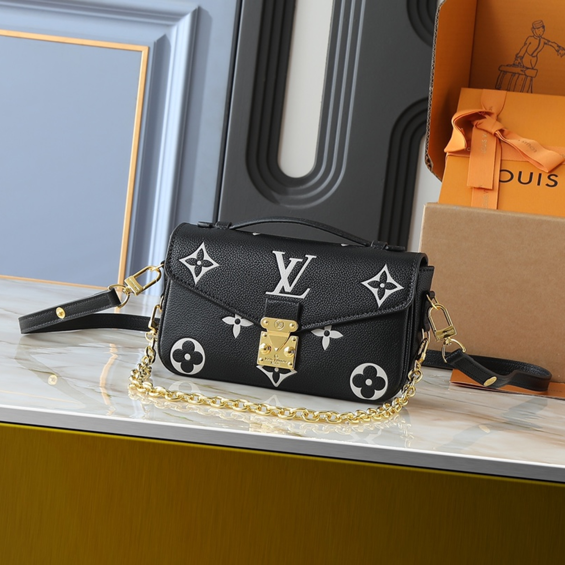 Designer Pochette Métis East West Bag - Embossed soft grained cowhide, Black - Gorchic - $125.99