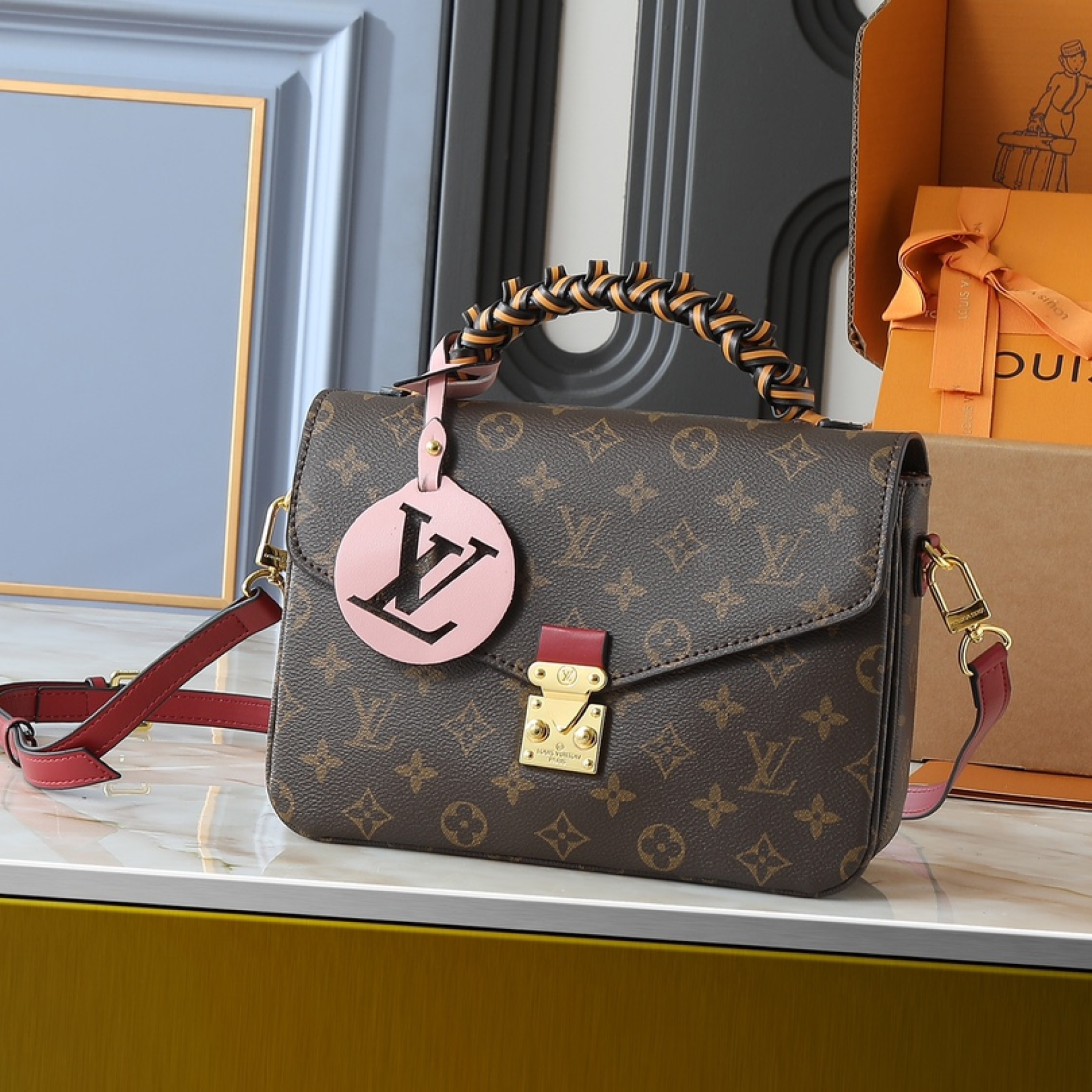 Designer Braided Pochette Metis Safran Bag - Red - Gorchic - $132.99