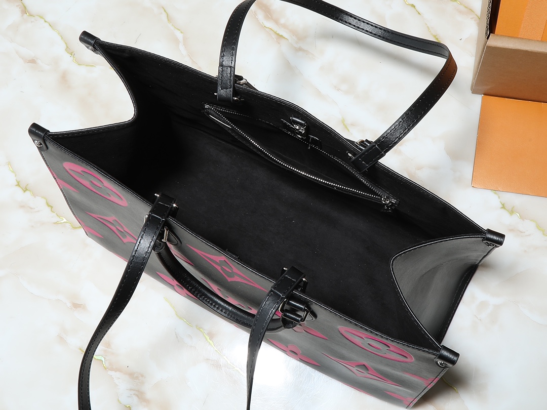 Designer Monogram Empreinte OnTheGo GM Tote Bag - Black And Pink - Gorchic - $116.99