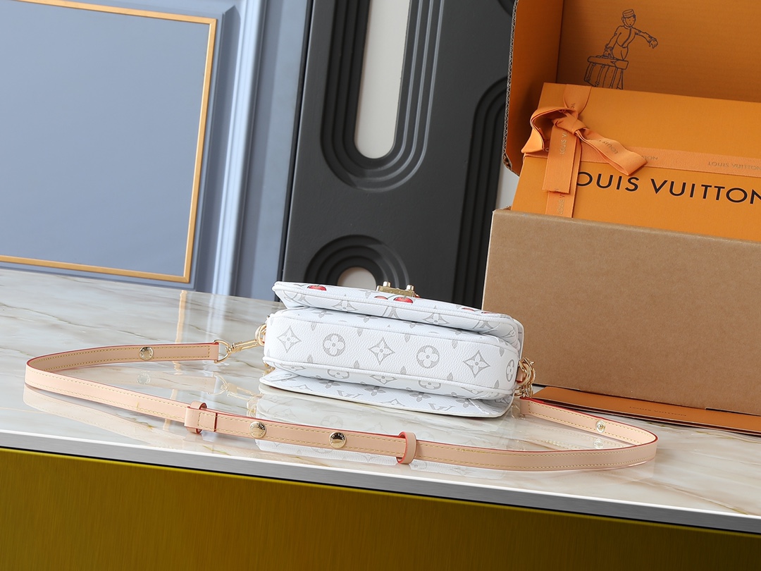 Designer LV x TM POCHETTE MÉTIS EAST WEST Bag Monogram Cherry coated canvas - White - Gorchic - $125.99