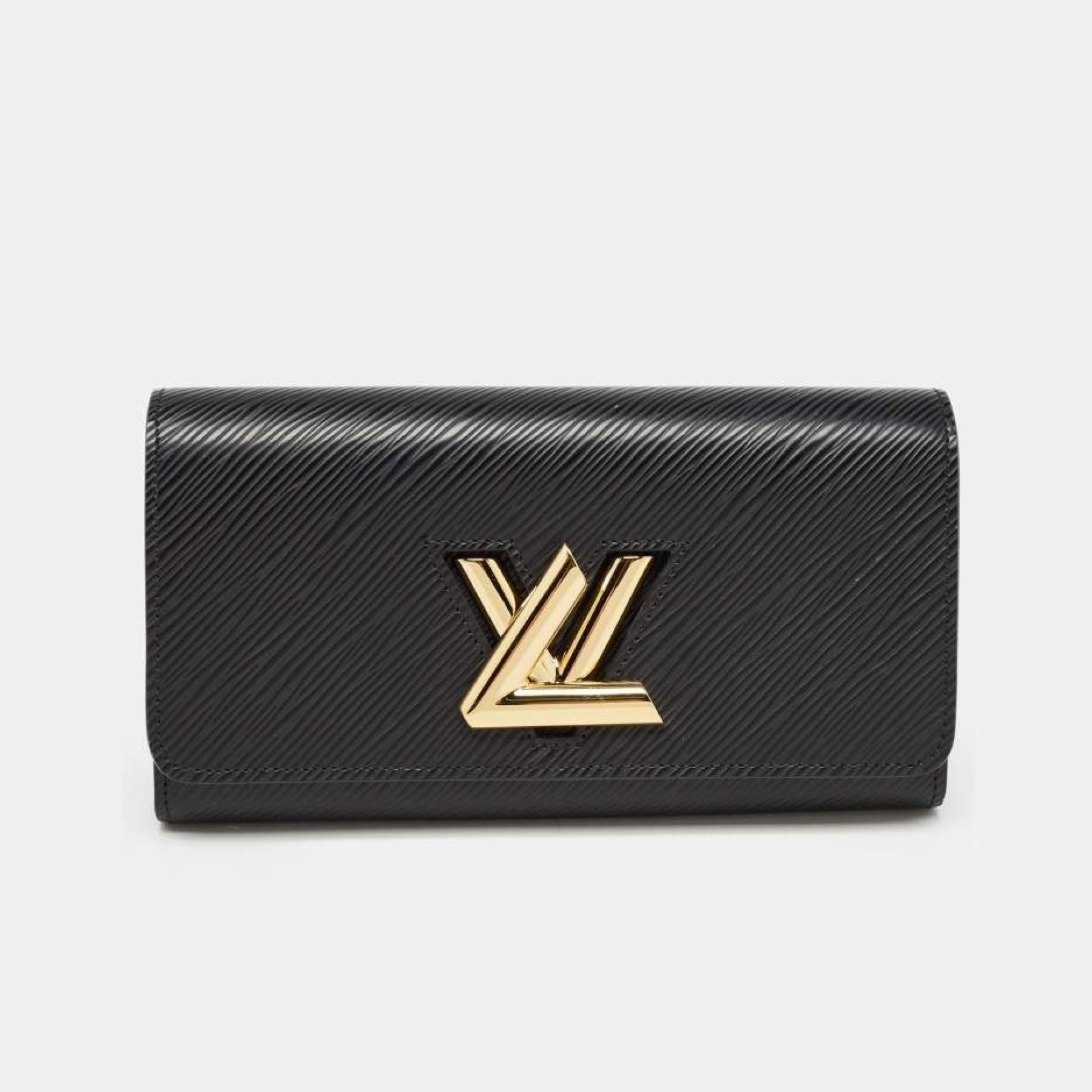 Designer Black Epi Leather Twist Wallet - Gold - Gorchic - $94.99