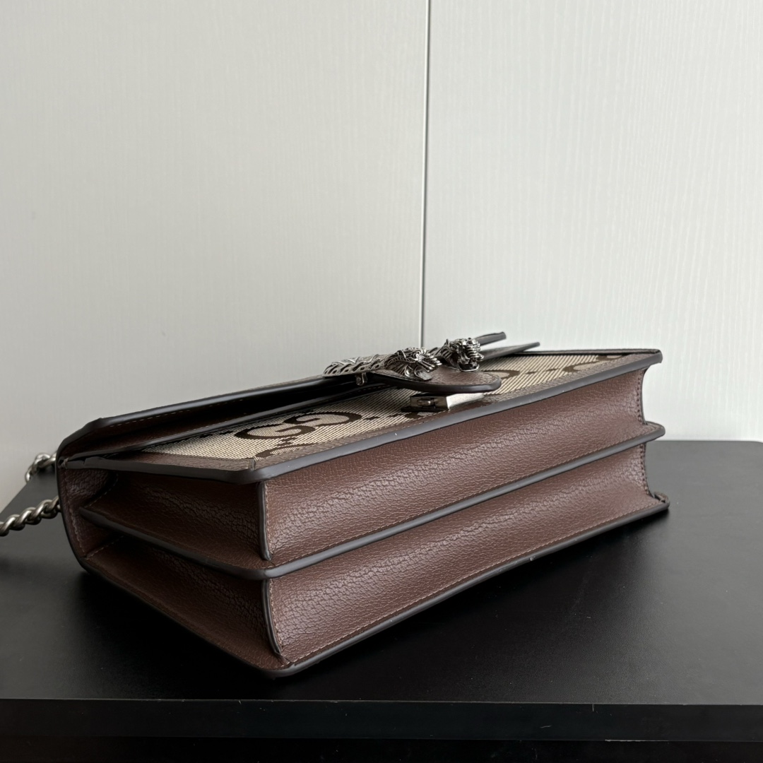 Double-G Dionysus Medium GG-Jacquard Canvas Shoulderbag- Brown and Silver - Gorchic - $124.99