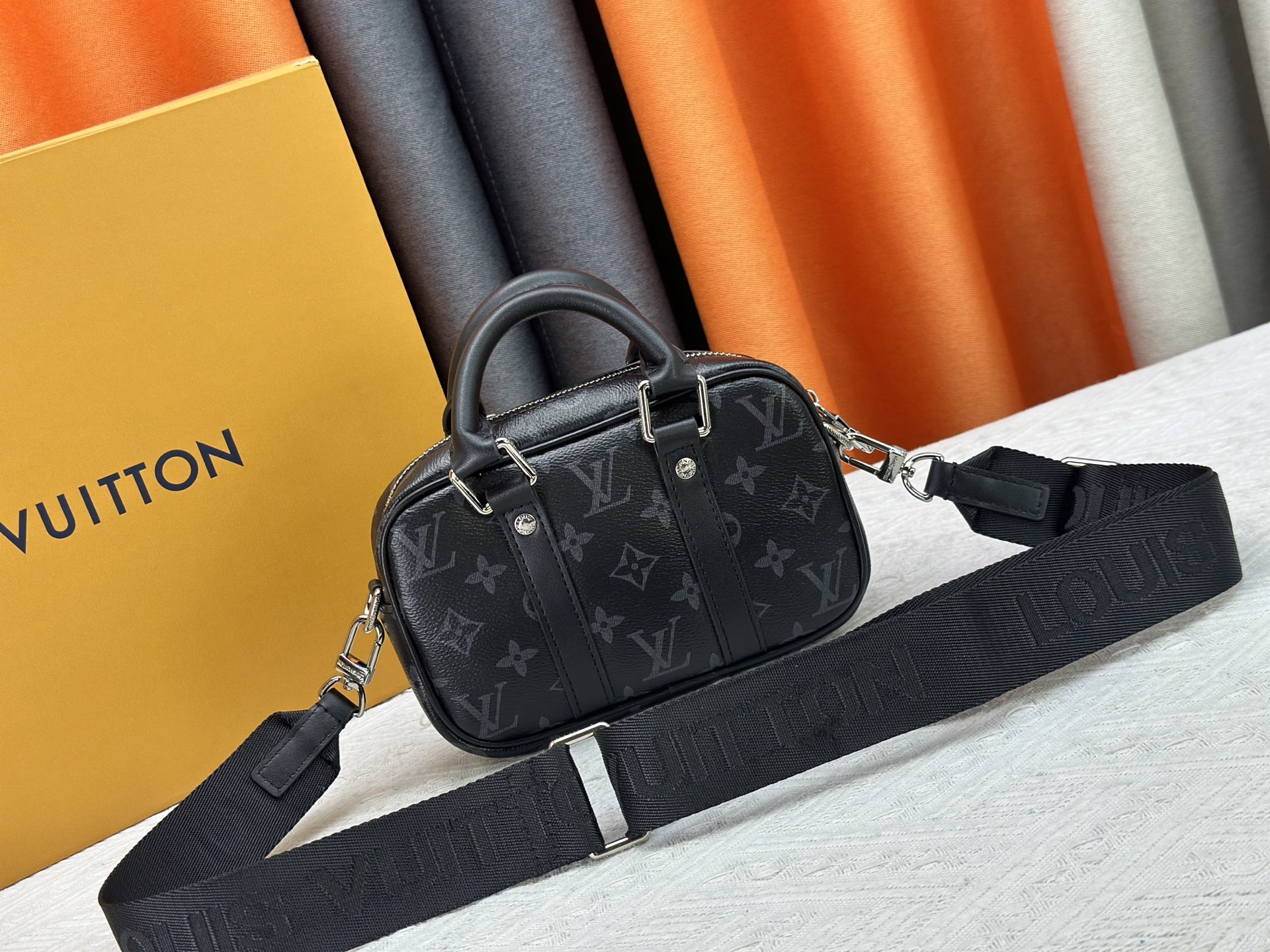 Designer Nano Porte Documents Voyage Monogram Eclipse coated canvas - Black - Gorchic - $116.99