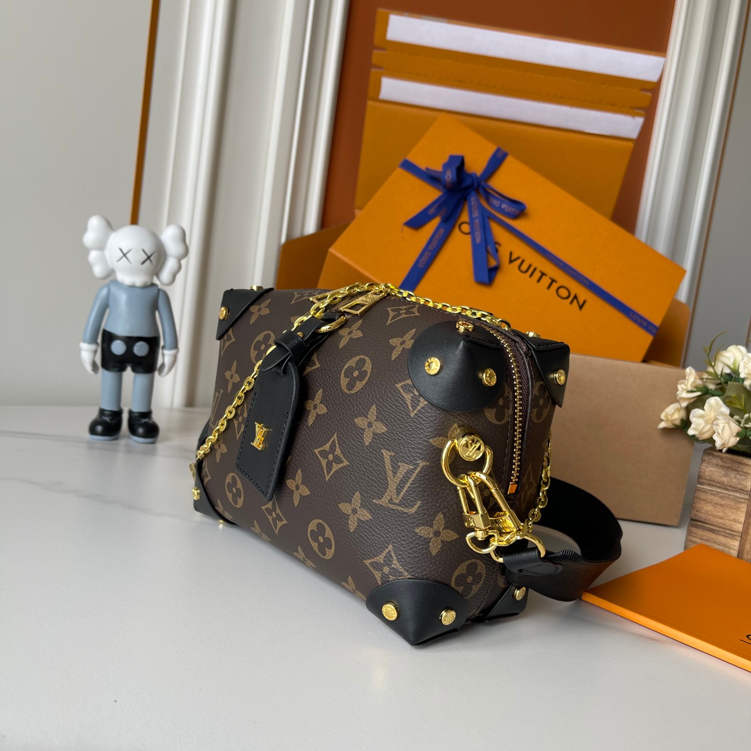 Designer Monogram Petite Malle Souple - Black - Gorchic - $118.99