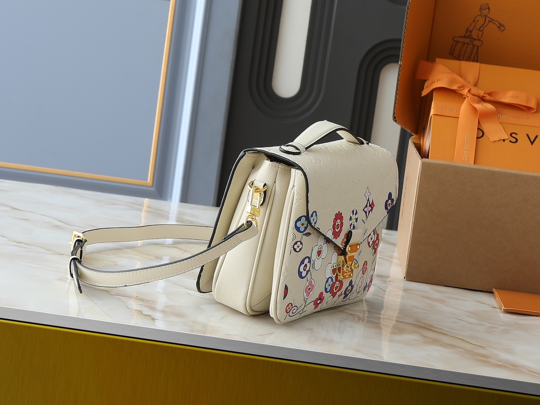 Designer LV x TM Embossed Flower Handbag - White - Gorchic - $124.99
