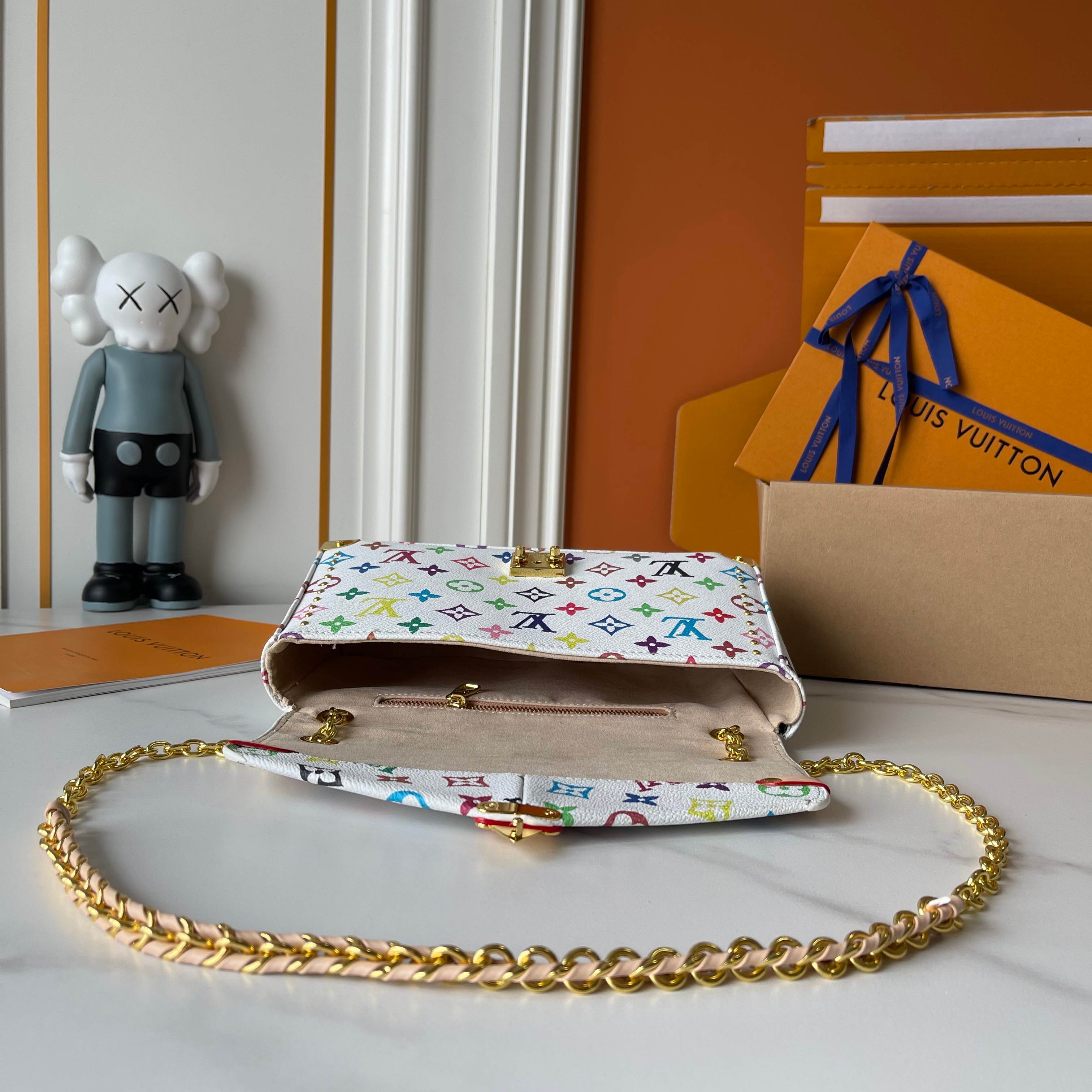 Designer x Murakami x TM Trunkie Handbag MM Cowhide - White - Gorchic - $128.99