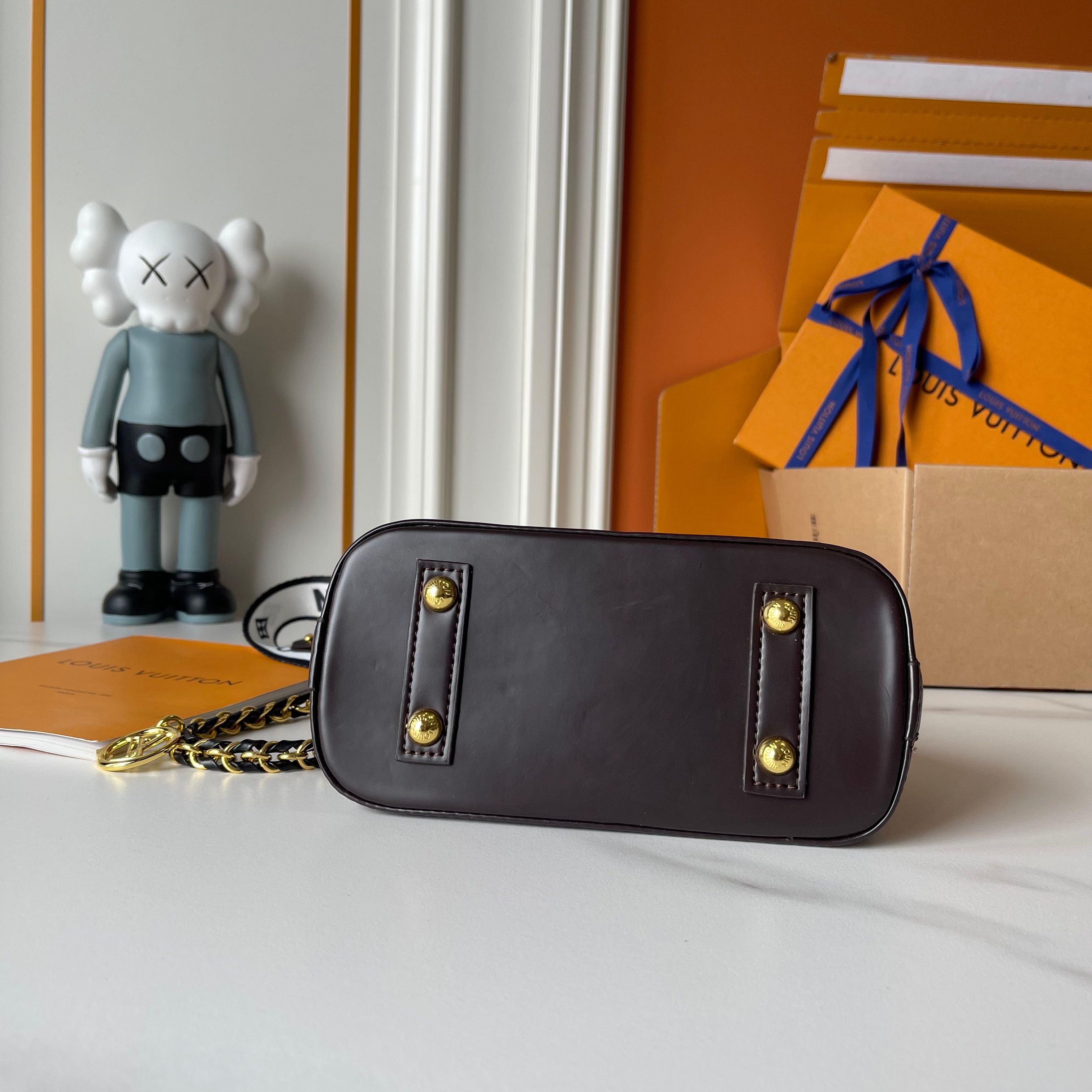 Designer Alma Mini LV&I Kit Damier coated canvas - Dark Brown - Gorchic - $128.99