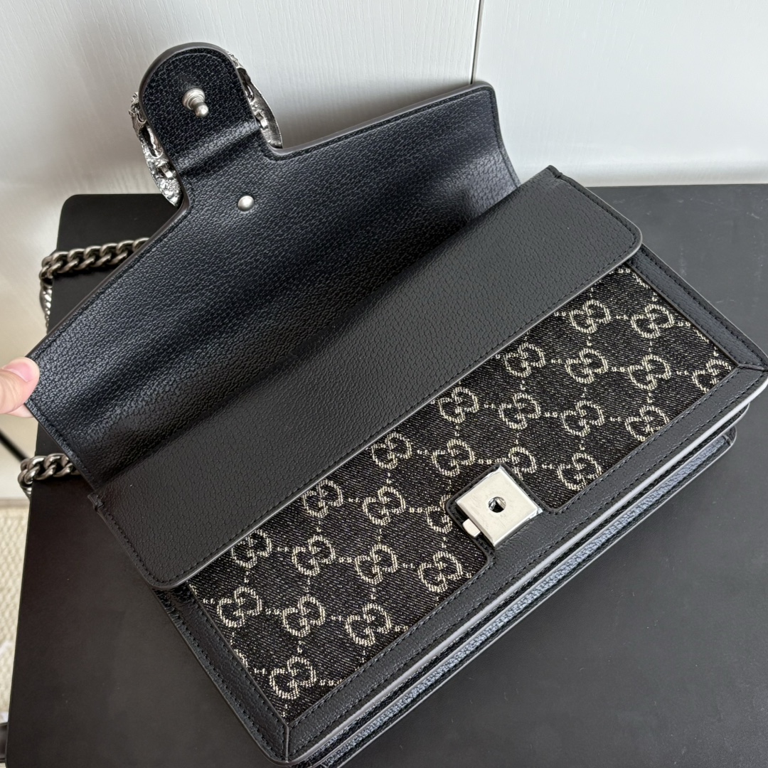 Double-G Dionysus Medium GG-Jacquard Shoulderbag - black - Gorchic - $124.99