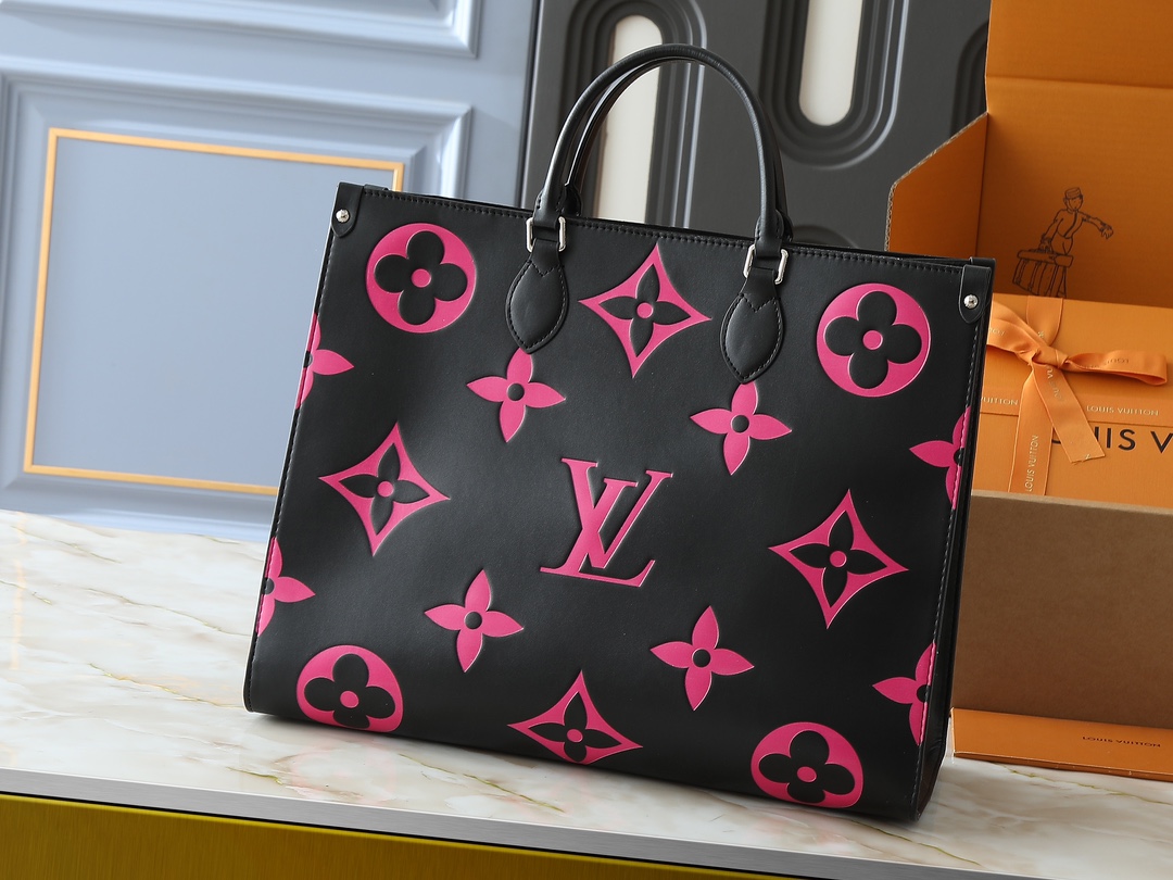 Designer Monogram Empreinte OnTheGo GM Tote Bag - Black And Pink - Gorchic - $116.99