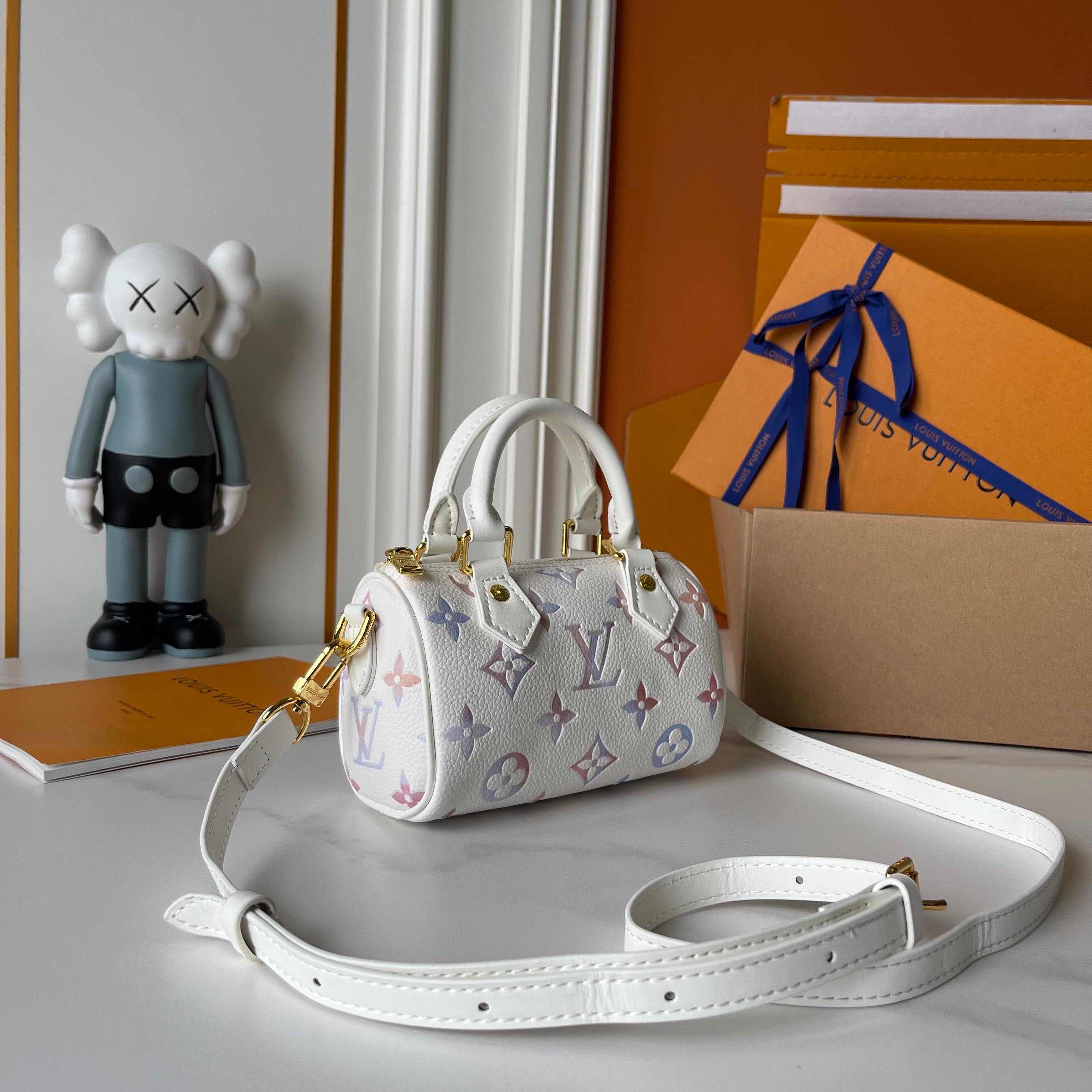 Designer Nano Speedy Embossed Grained Cowhide Leather - Dream Beige - Gorchic - $112.99