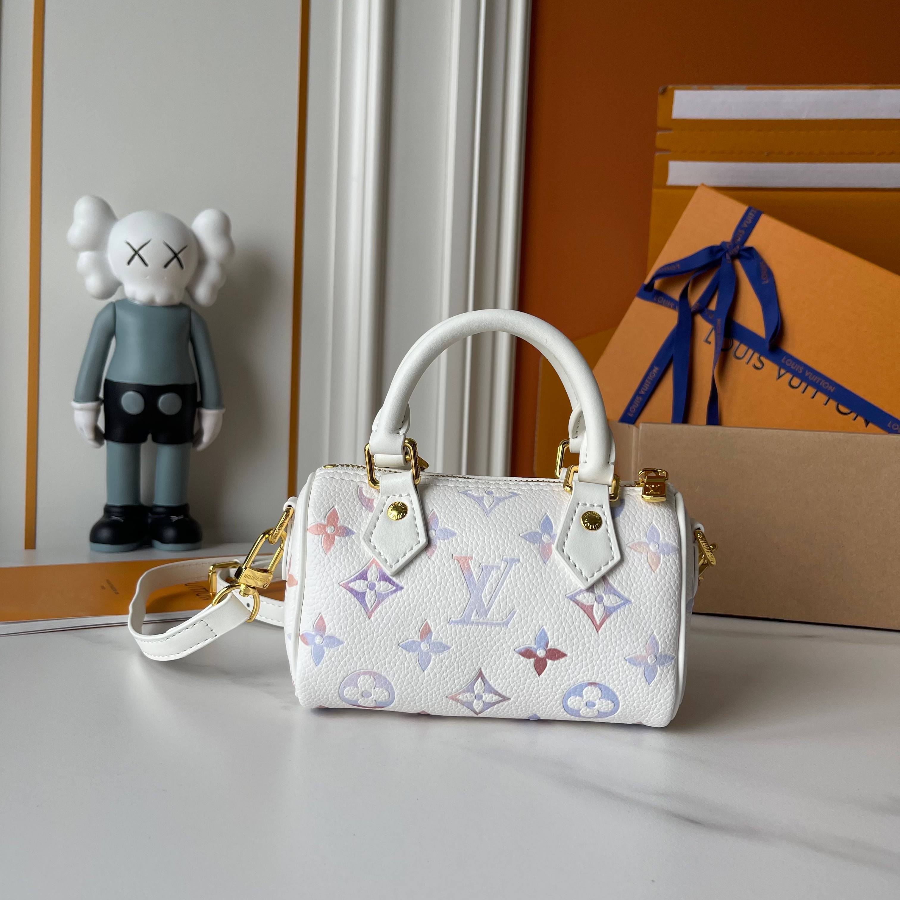 Designer Nano Speedy Embossed Grained Cowhide Leather - Dream Beige - Gorchic - $112.99