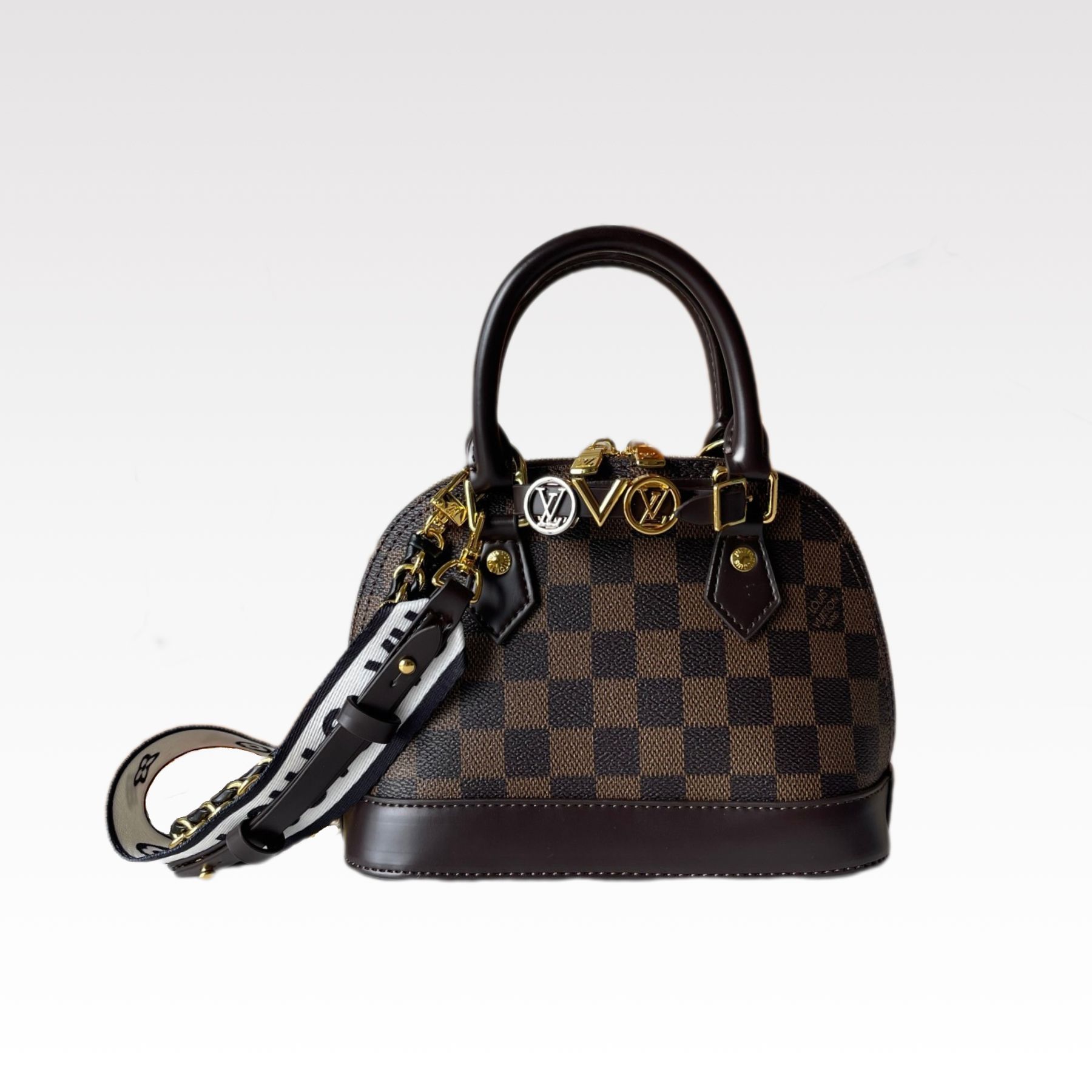 Designer Alma Mini LV&I Kit Damier coated canvas - Dark Brown - Gorchic - $128.99