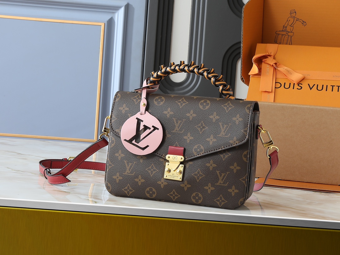 Designer Braided Pochette Metis Safran Bag - Red - Gorchic - $132.99