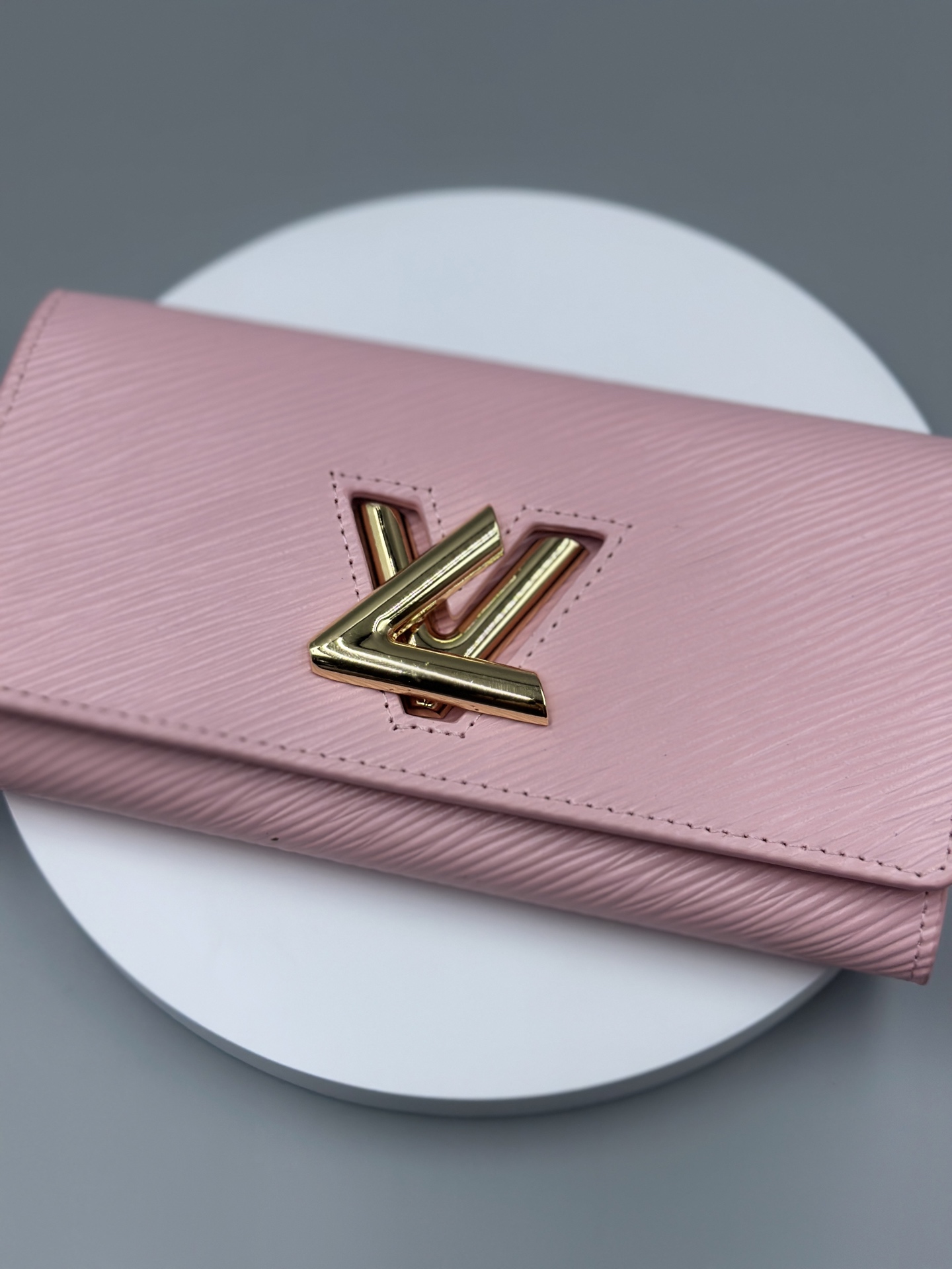 Designer Pink Epi Leather Twist Wallet - Golden - Gorchic - $94.99
