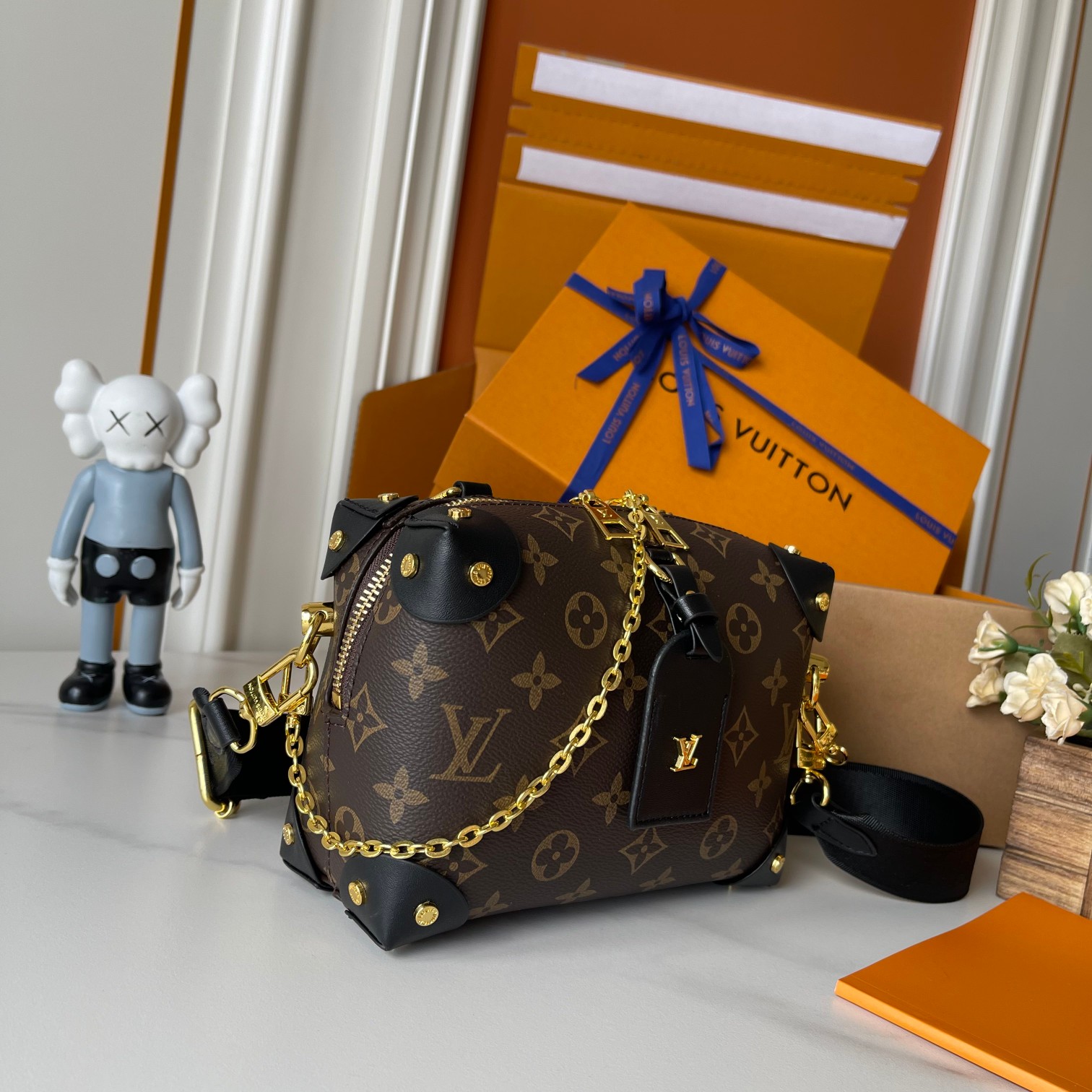 Designer Monogram Petite Malle Souple - Black - Gorchic - $118.99