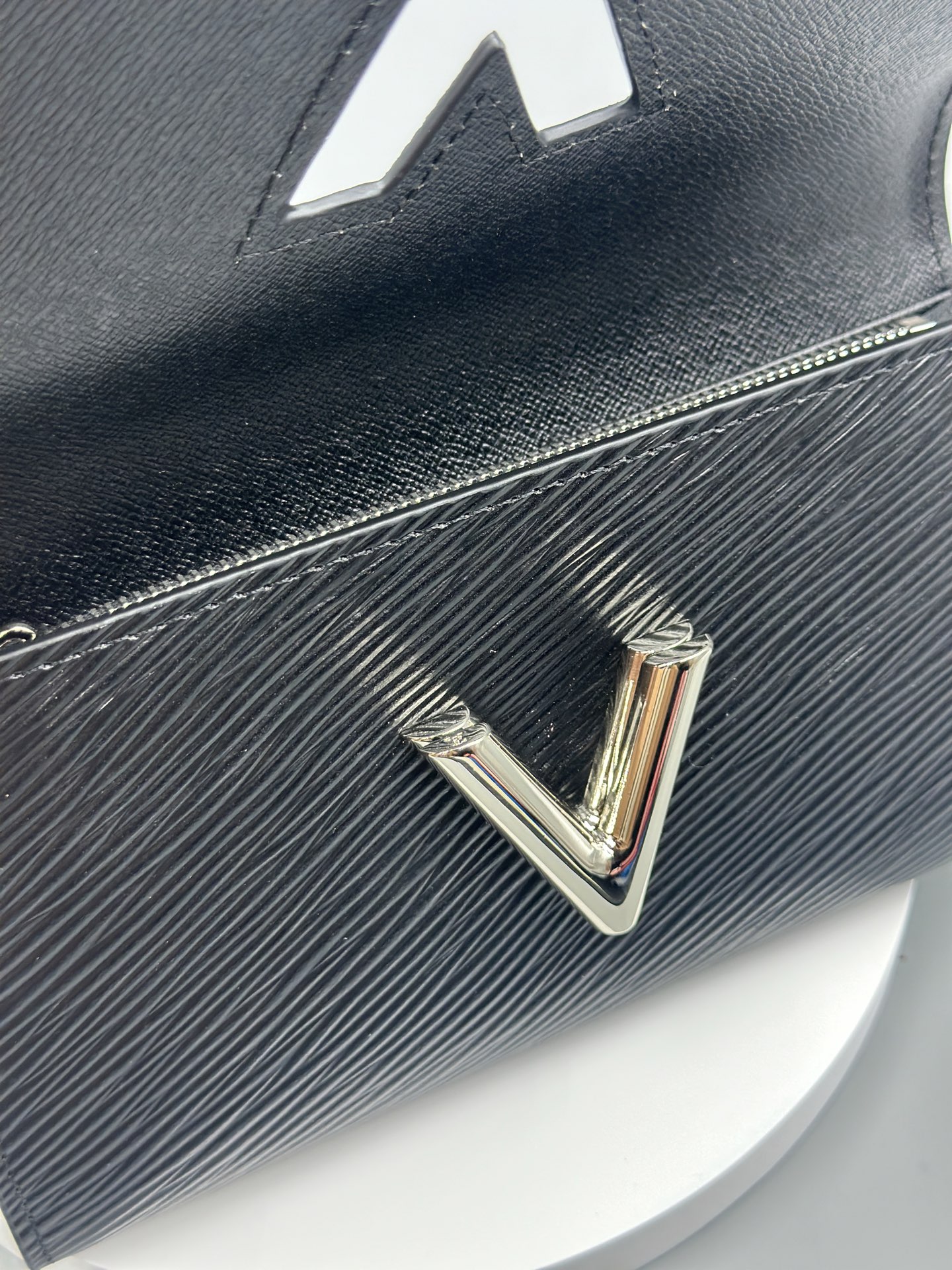 Designer Black Epi Leather Twist Wallet - Silver - Gorchic - $94.99