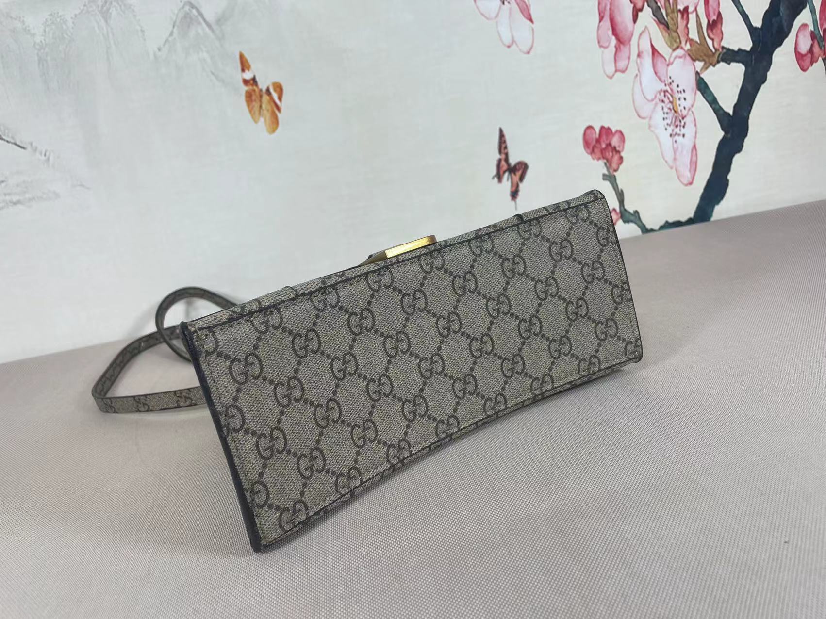 Double-G x Balenciaga The Hacker Project Hourglass Bag - leather canvas&gold-tone hardware, Ebony - Gorchic - $134.99