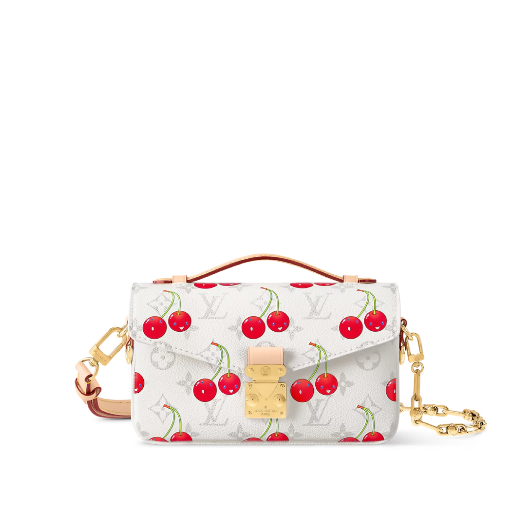 Designer LV x TM POCHETTE MÉTIS EAST WEST Bag Monogram Cherry coated canvas - White - Gorchic - $125.99