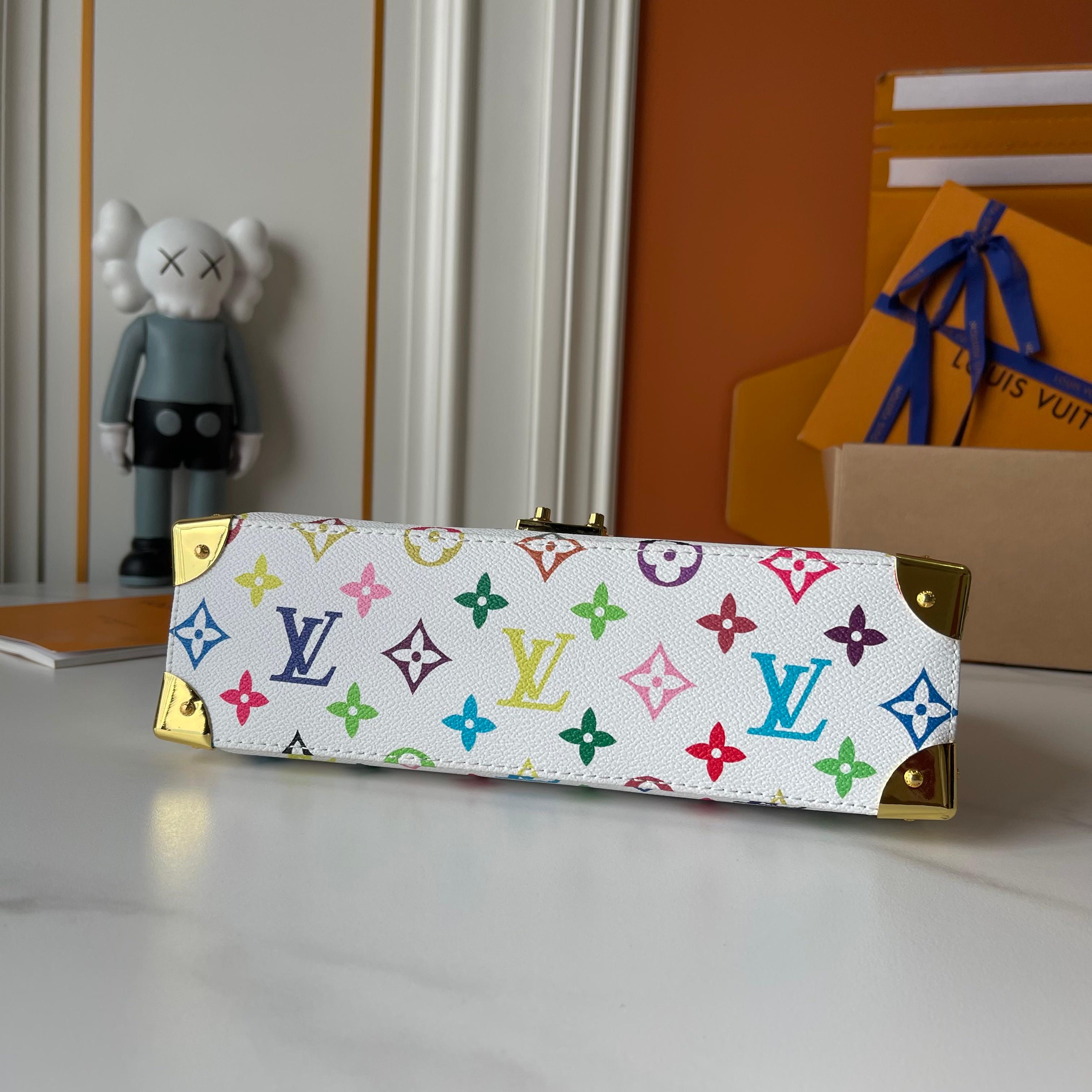 Designer x Murakami x TM Trunkie Handbag MM Cowhide - White - Gorchic - $128.99